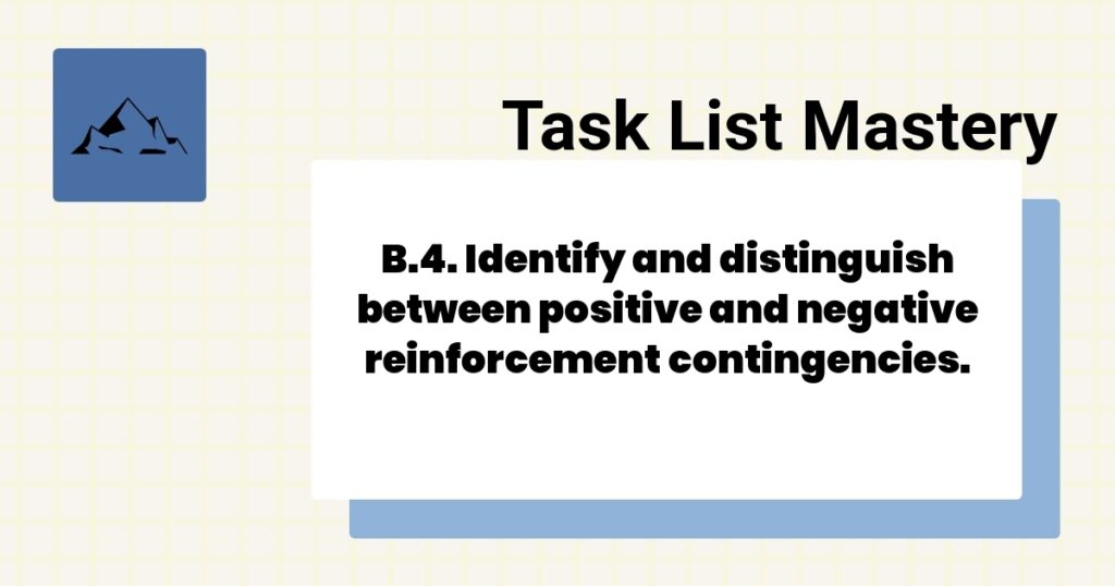 B.4. Identify and distinguish between positive and negative reinforcement contingencies.-