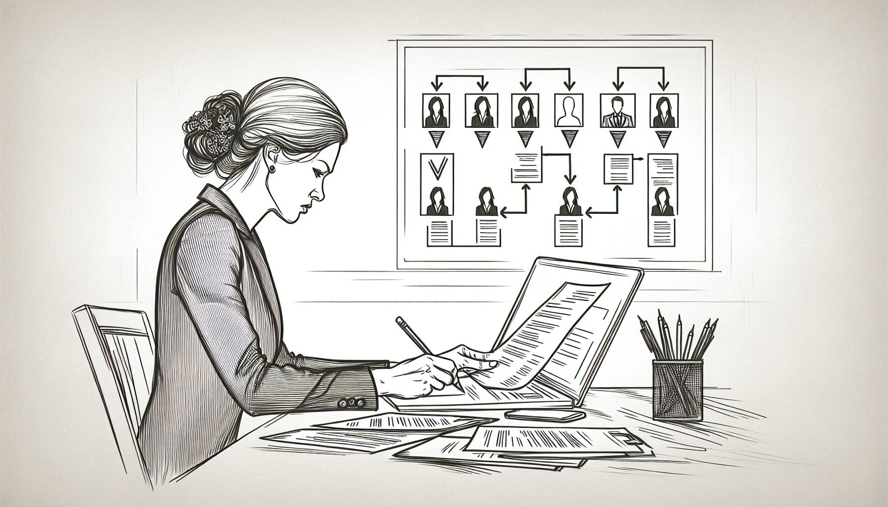 Pencil sketch illustration for: The Complete Guide to Recruiting BCBAs & RBTs in ABA