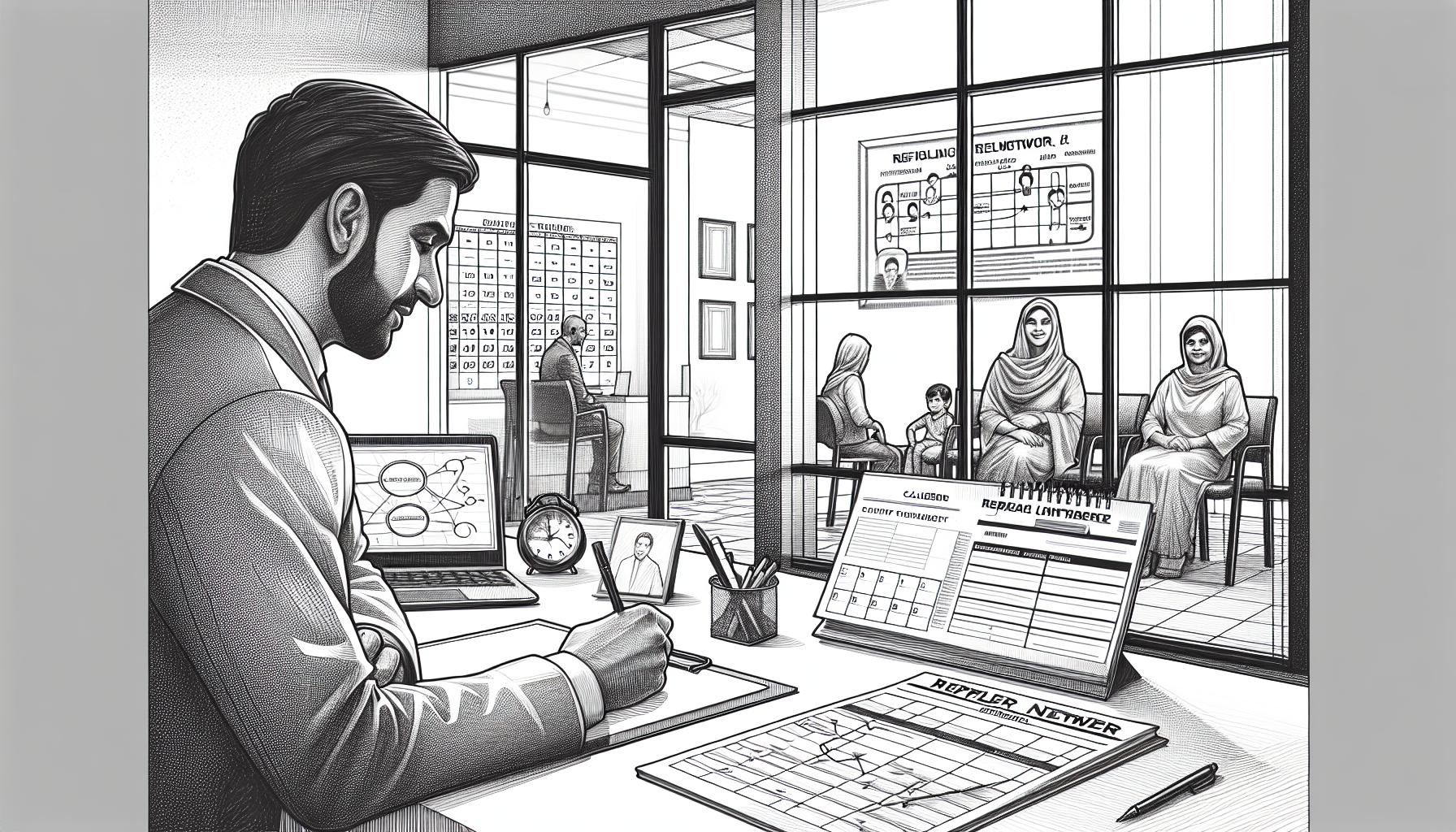 Pencil sketch illustration for: The Complete Guide to Client Acquisition in ABA