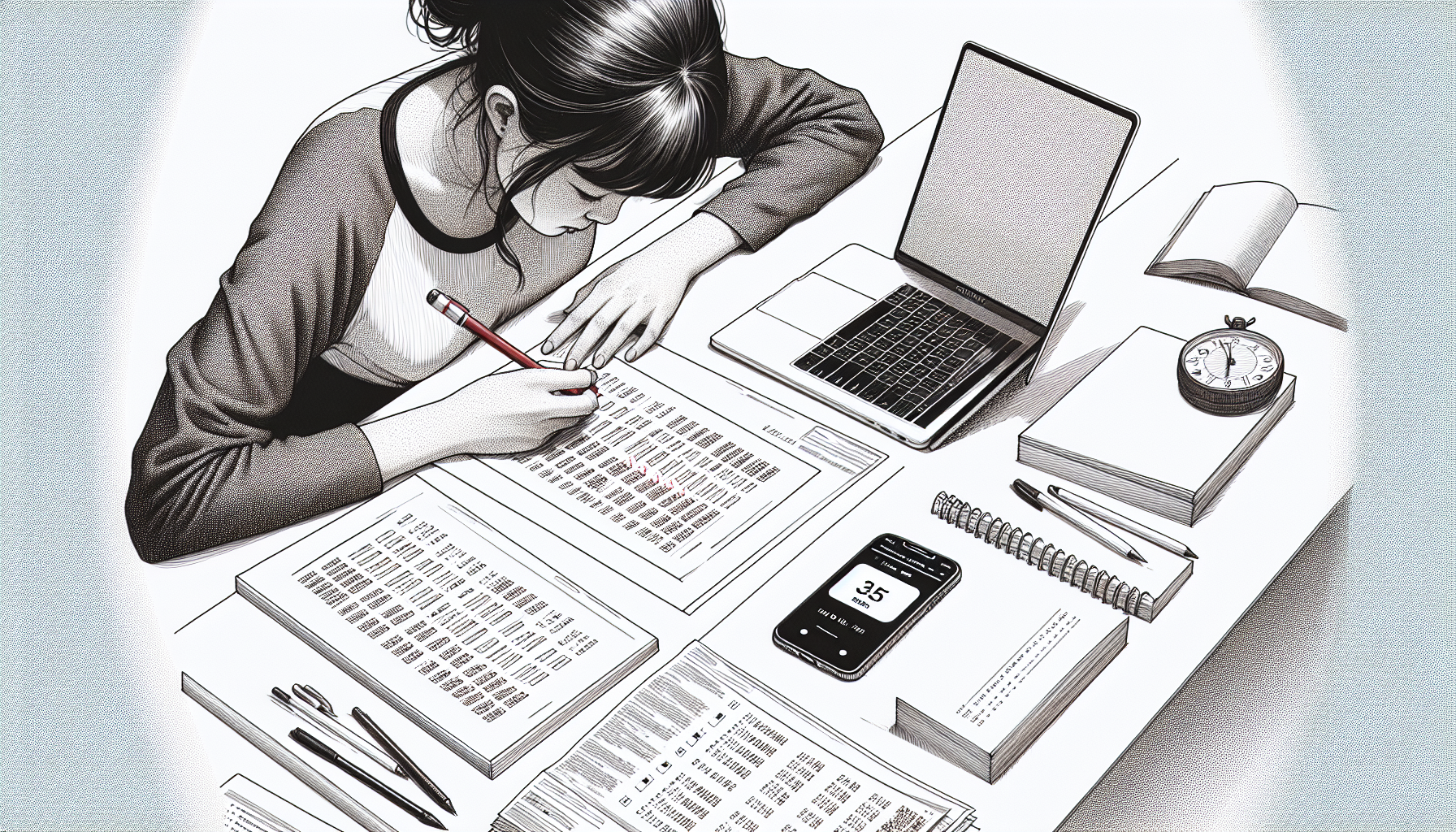 Pencil sketch illustration for: Quick Tip: Mock Exam Practice in ABA