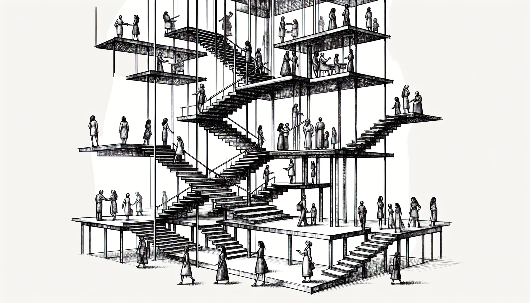 Pencil sketch illustration for: Career Pathways & Professional Growth in ABA: Ladders, Mentorship, and Pay Progression