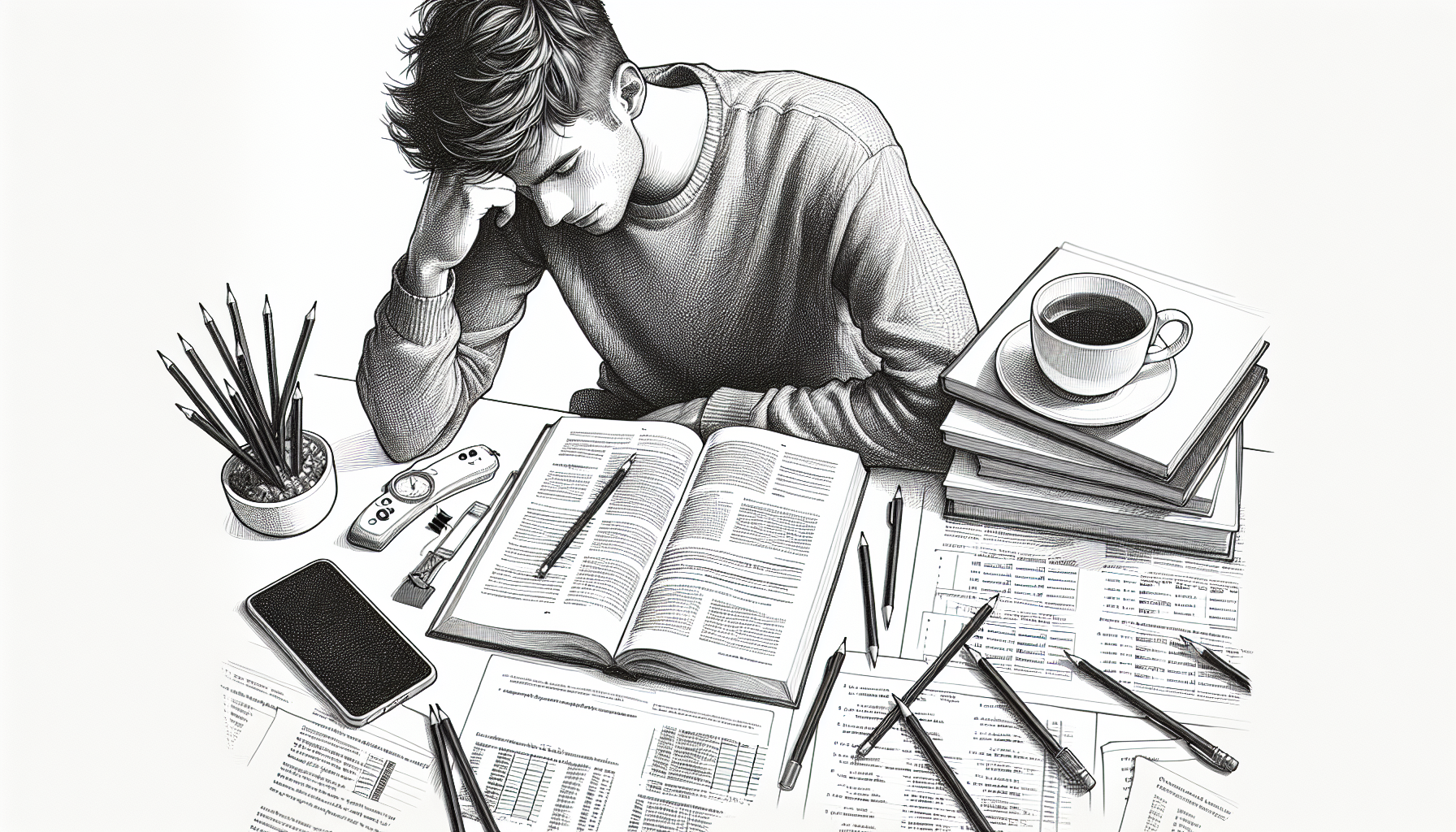Pencil sketch illustration for: BCBA Exam Stress Management: How to Stay Calm, Consistent, and Confident