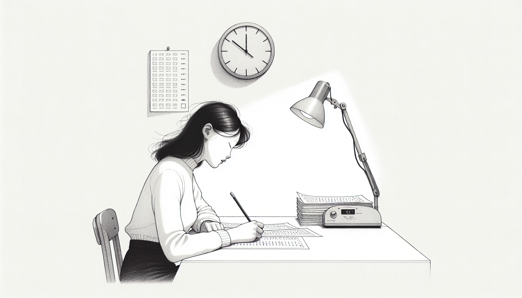 Pencil sketch illustration for: BCBA Exam Strategies & Skills: Timing, Elimination, and Test-Day Tactics