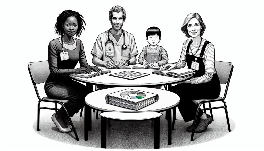 Pencil sketch illustration for: Interdisciplinary Practice in ABA: Collaborating With SLPs, OTs, Schools, and Physicians