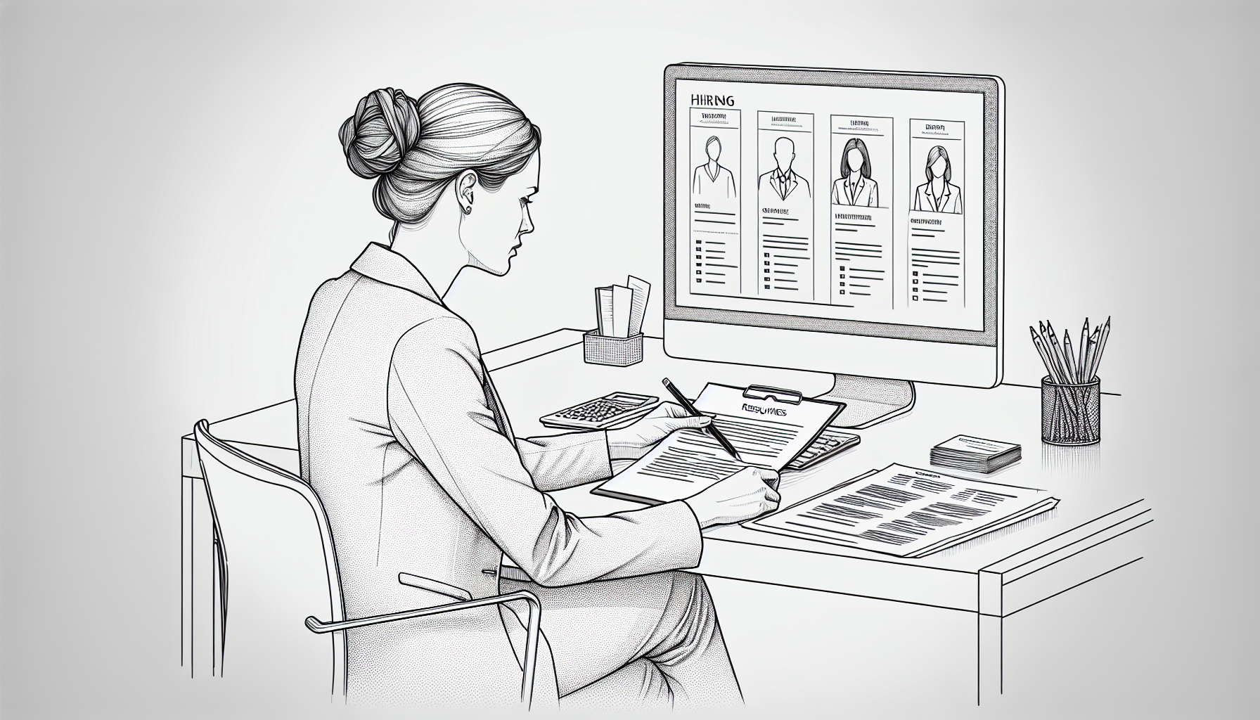 Pencil sketch illustration for: Recruiting BCBAs & RBTs: A Step-by-Step Hiring System for ABA Clinics