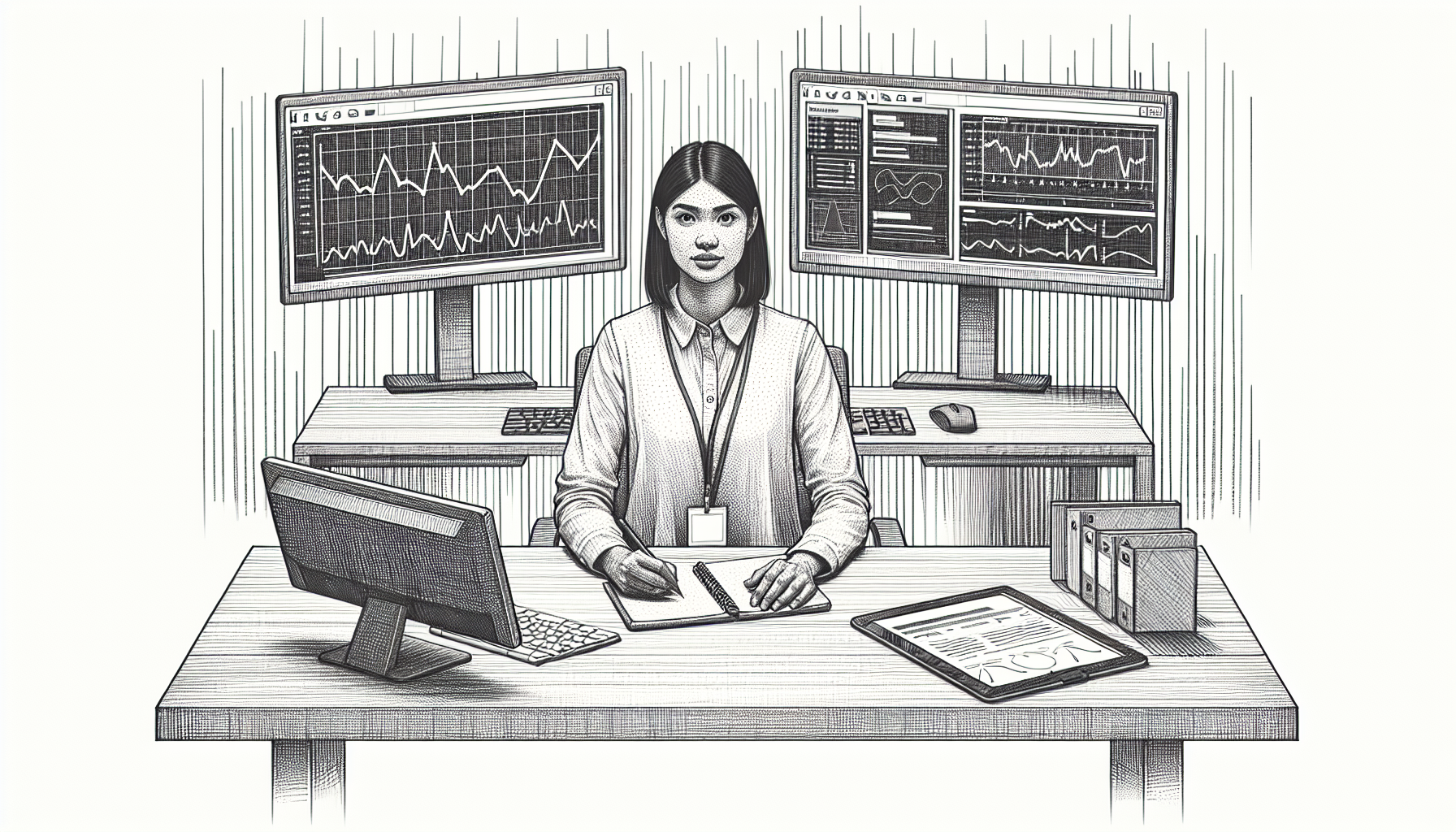 Pencil sketch illustration for: ABA Software & Tools Guide: Choosing, Setting Up, and Using Tech Without the Headaches