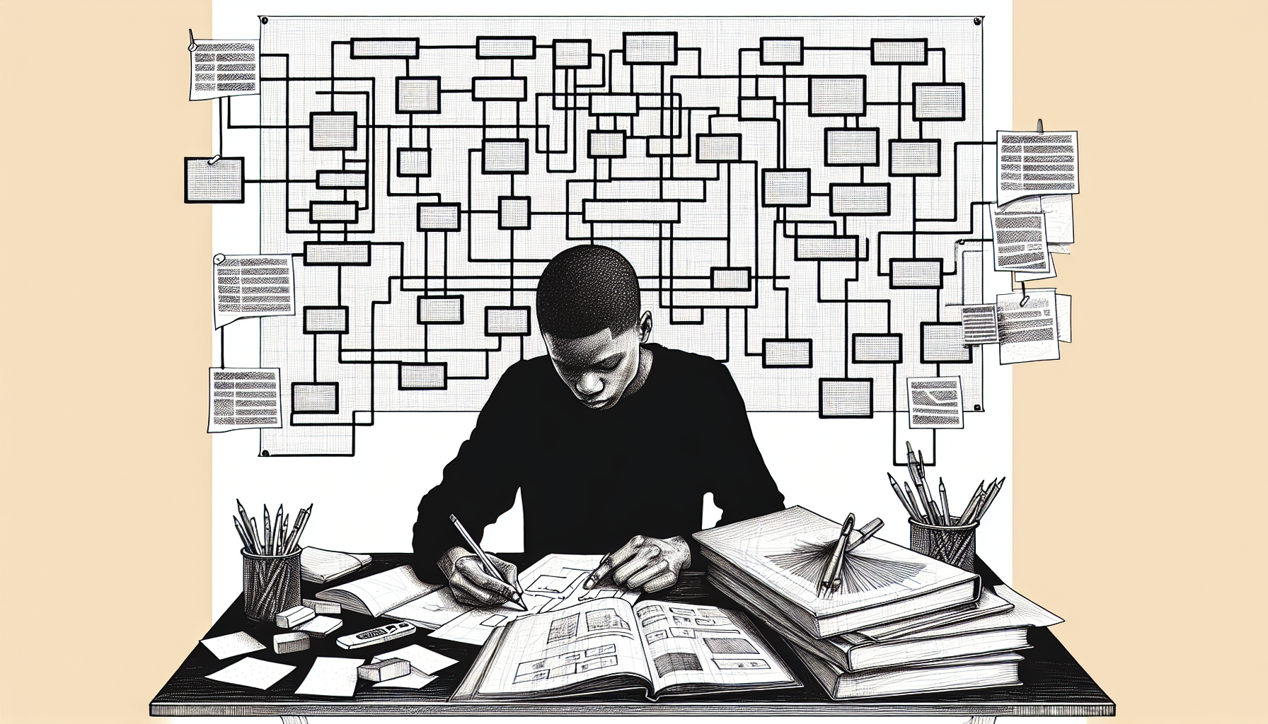 Pencil sketch illustration for: BCBA Task List Mastery: How to Study the Task List and Actually Retain It: Common Mistakes an