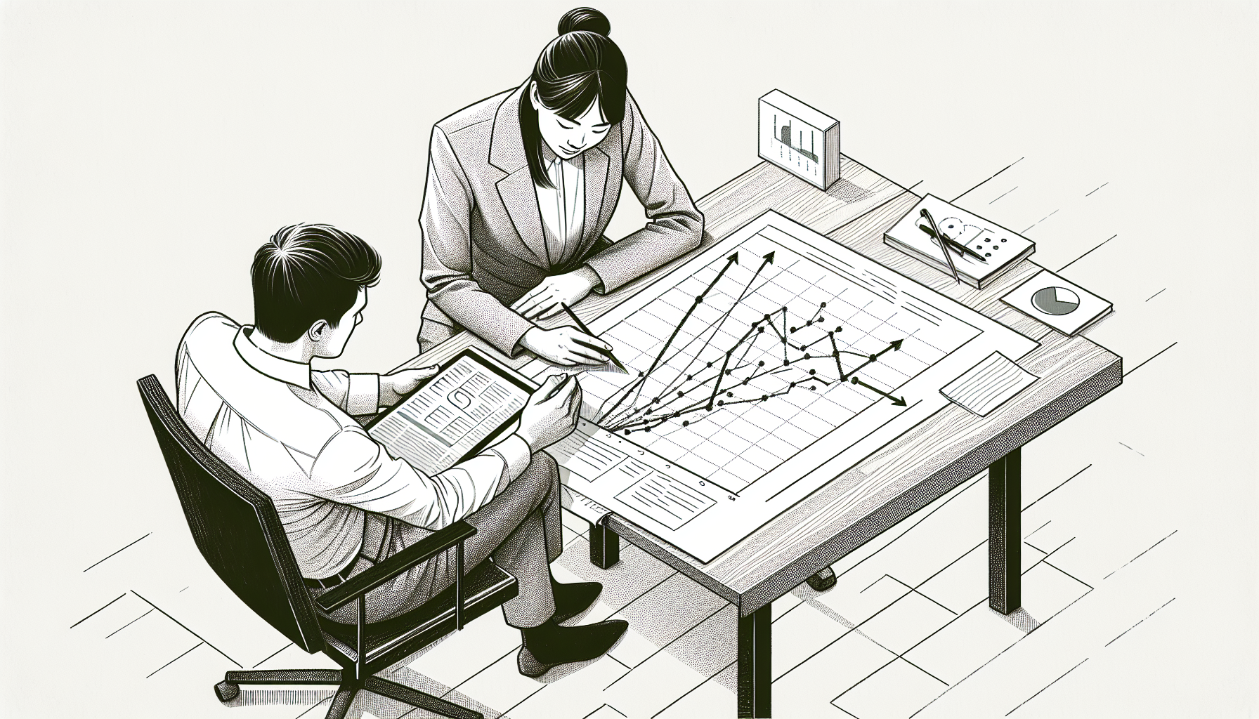 Pencil sketch illustration for: Data Visualization & Analytics in ABA: Graphs, Dashboards, and Decision-Making That Work