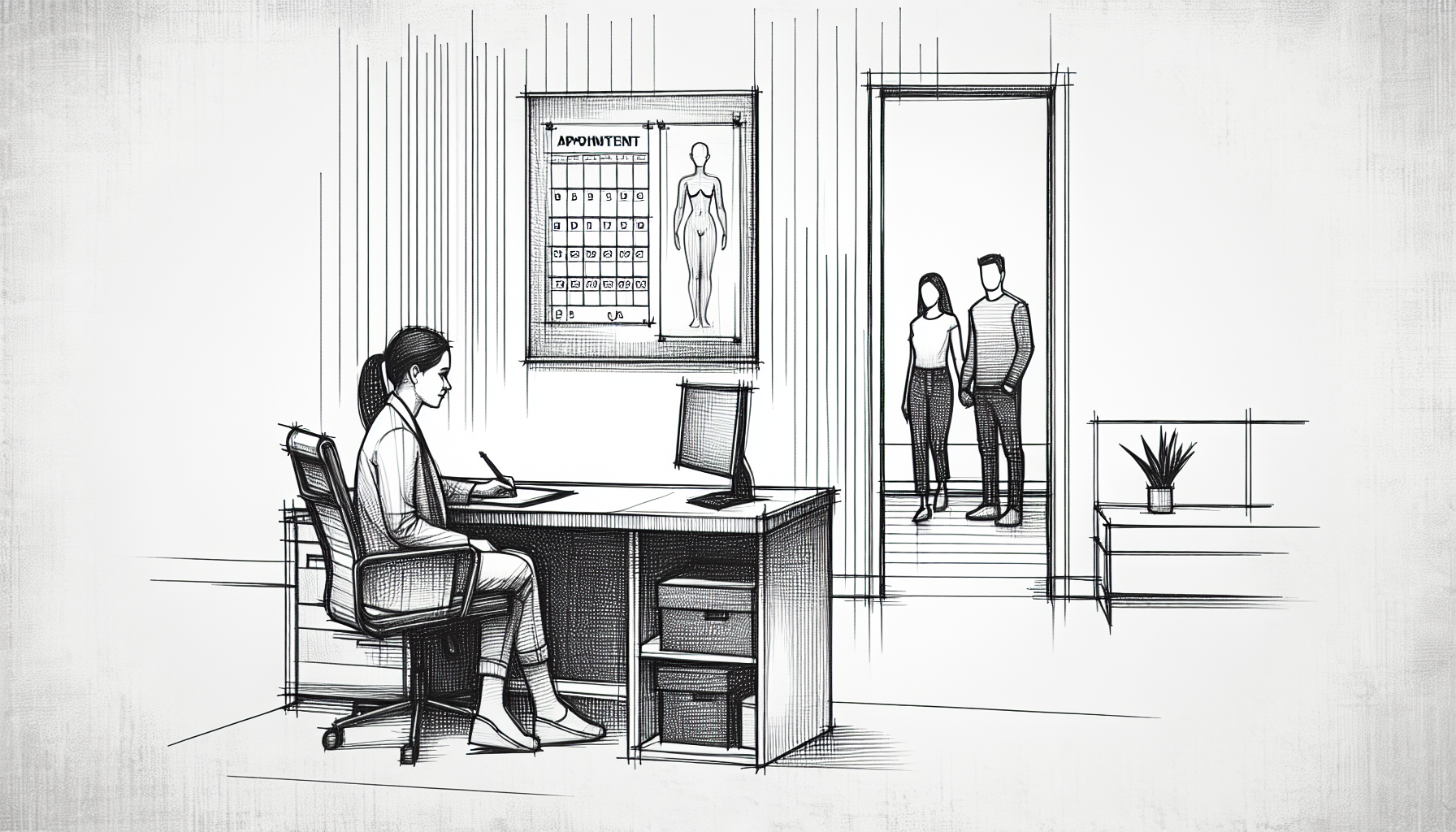 Pencil sketch illustration for: Client Acquisition for ABA Clinics: Referrals, Outreach, and Sustainable Growth: Tools, Templ