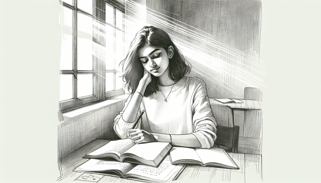 Pencil sketch illustration for: Stress Management & Exam Mindset: How to Stay Calm, Consistent, and Confident: Real-Worl