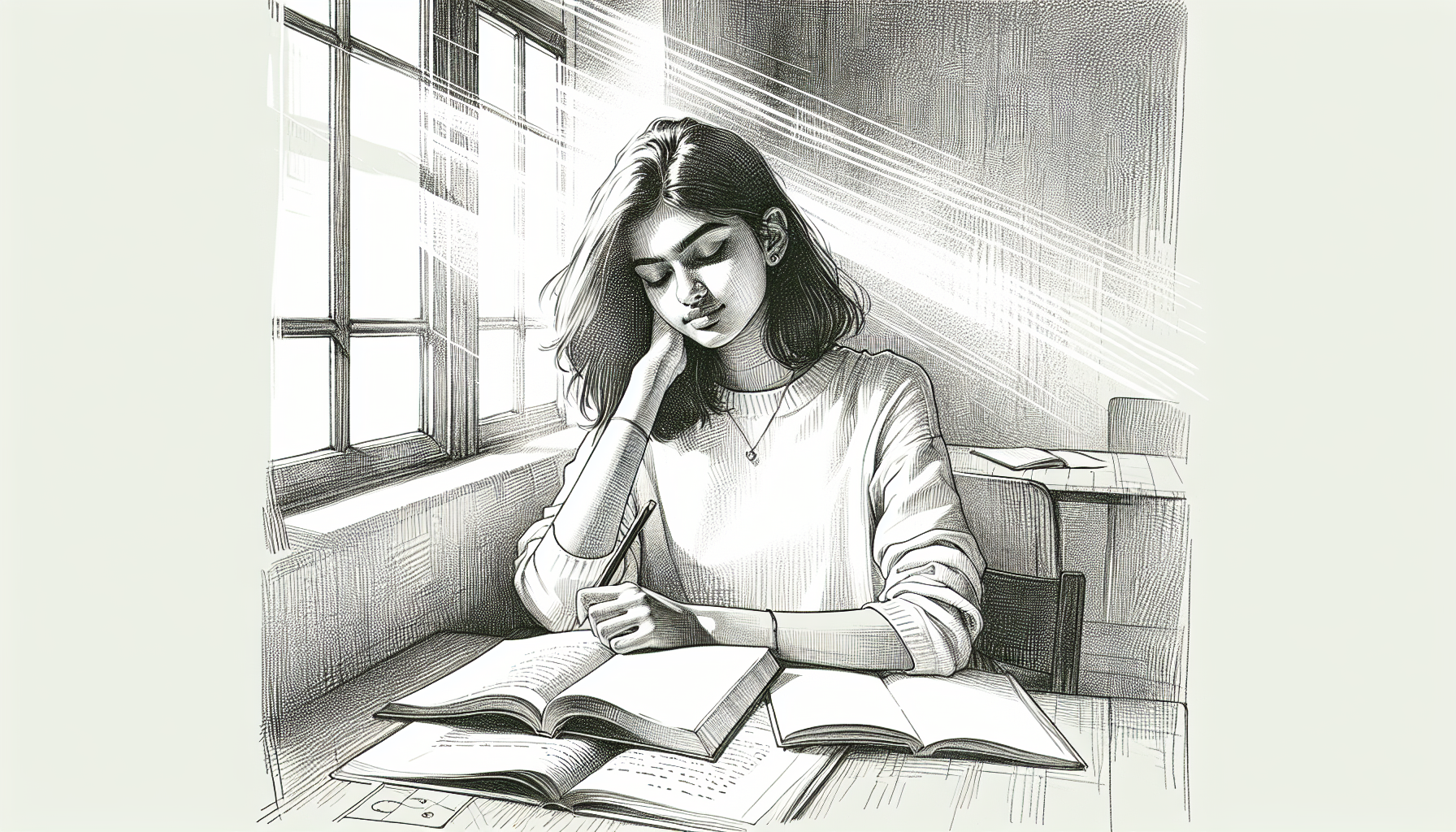 Pencil sketch illustration for: Stress Management & Exam Mindset: How to Stay Calm, Consistent, and Confident: Real-Worl