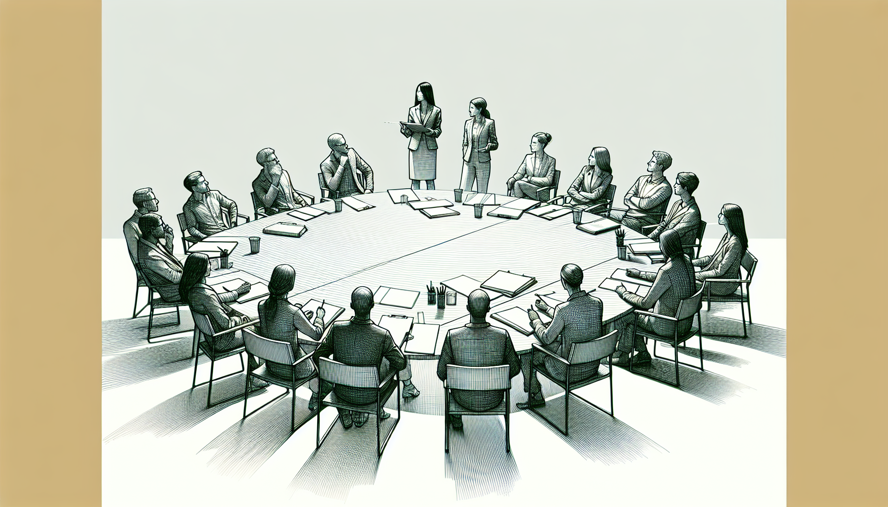 Pencil sketch illustration for: Leadership & Management in ABA Business: Running Teams, Meetings, and Accountability: To