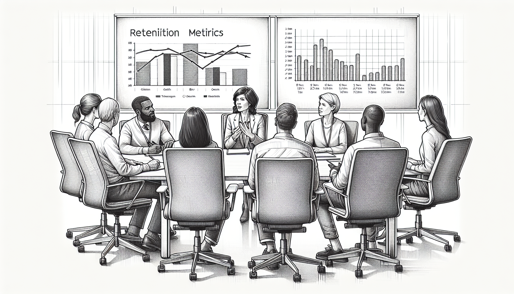 Pencil sketch illustration for: Retention & Culture Systems in ABA: How to Keep Great Staff Long-Term: Tools, Templates,