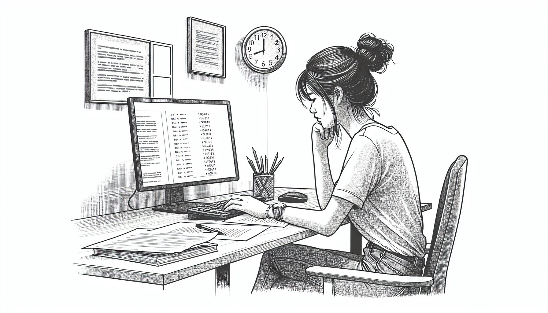 Pencil sketch illustration for: BCBA Exam Strategies & Skills: Timing, Elimination, and Test-Day Tactics: Tools, Templat