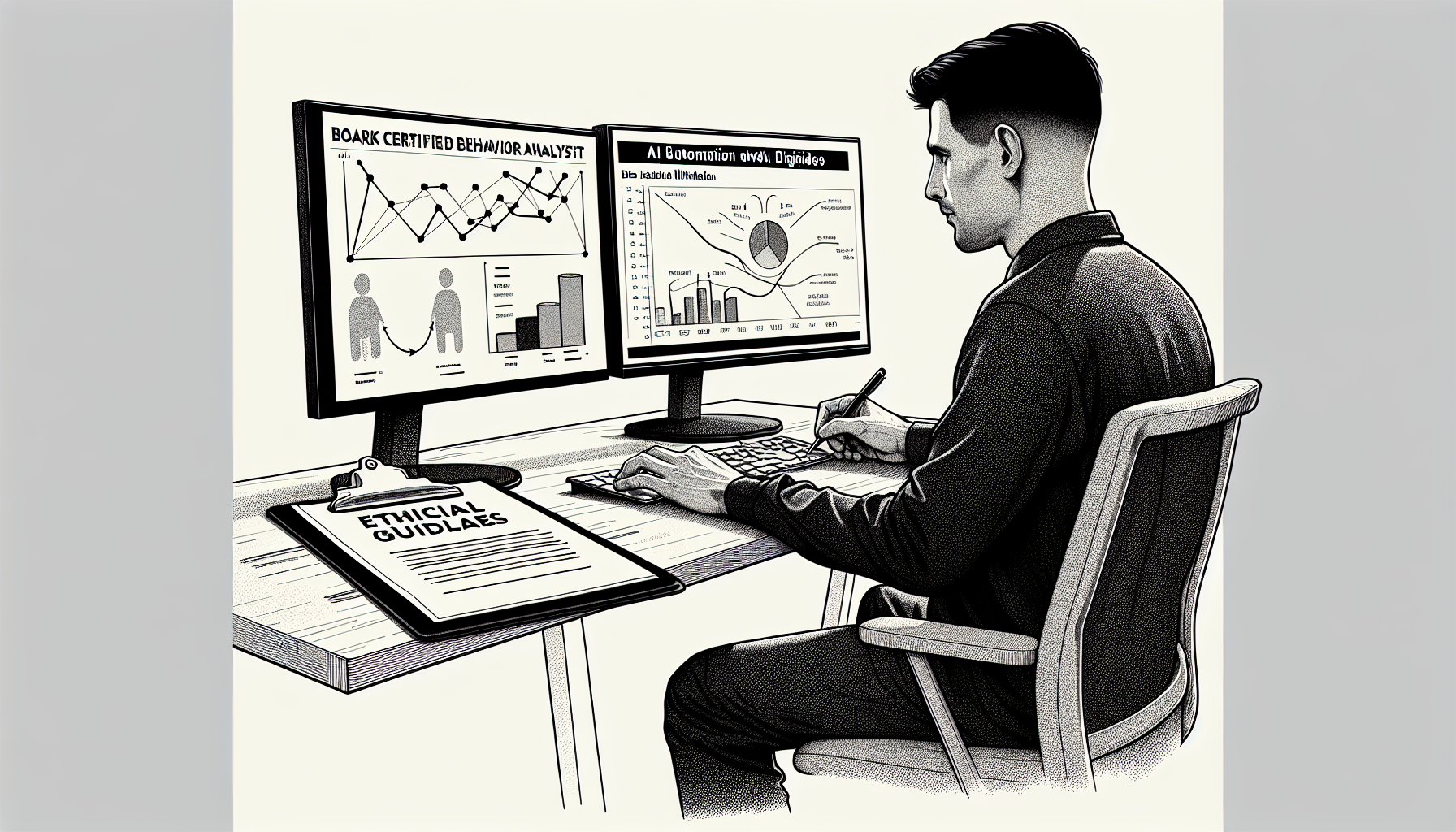 Pencil sketch illustration for: AI & Automation for BCBAs: Real Workflows That Save Hours Each Week: Common Mistakes and
