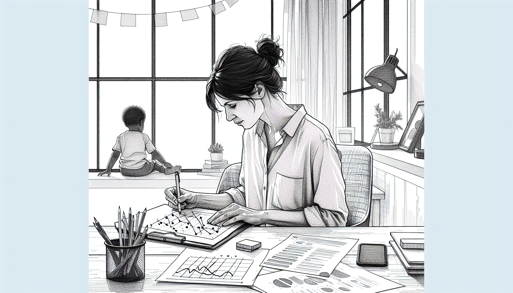 Pencil sketch illustration for: ABA Data Collection & Analysis: Simple Systems for Better Clinical Decisions: Tools, Tem