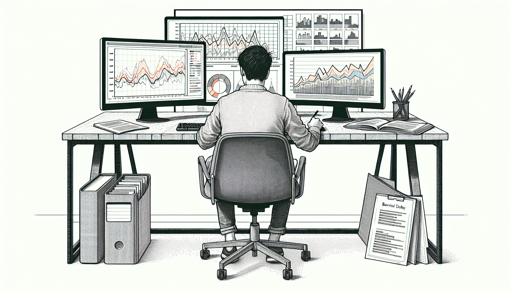 Pencil sketch illustration for: Data Visualization & Analytics in ABA: Graphs, Dashboards, and Decision-Making That Work