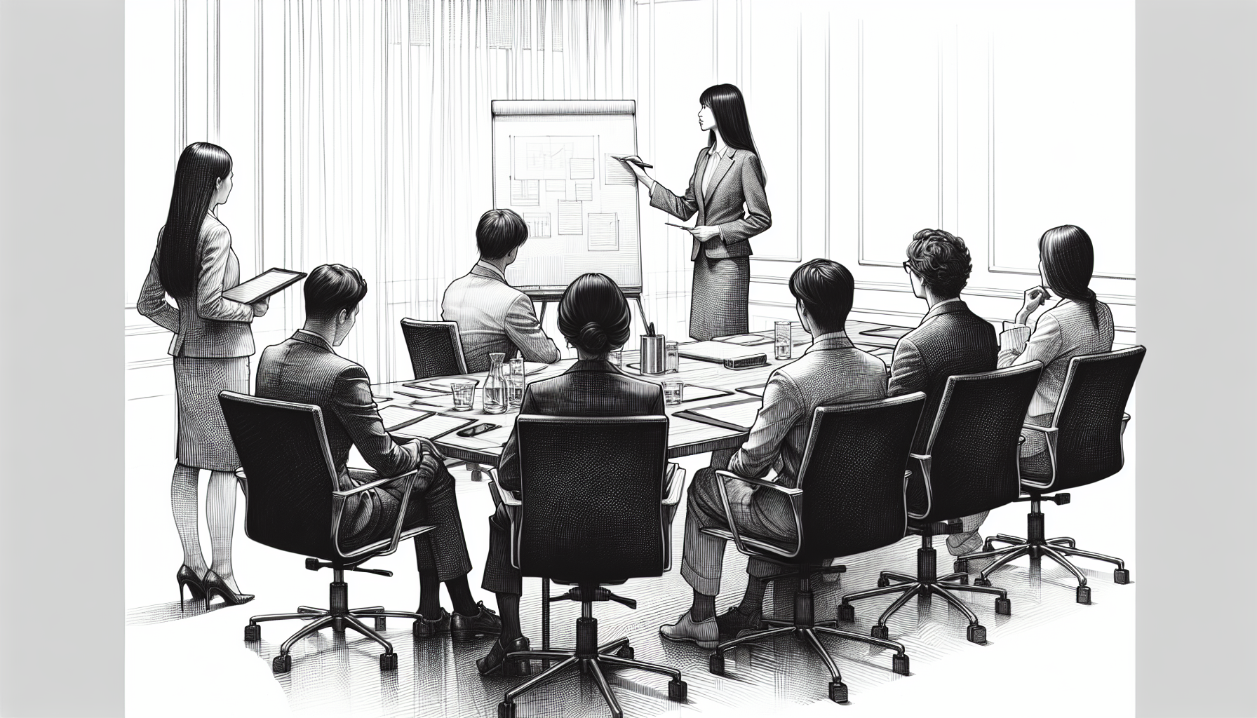 Pencil sketch illustration for: Leadership & Management in ABA Business: Running Teams, Meetings, and Accountability: Co