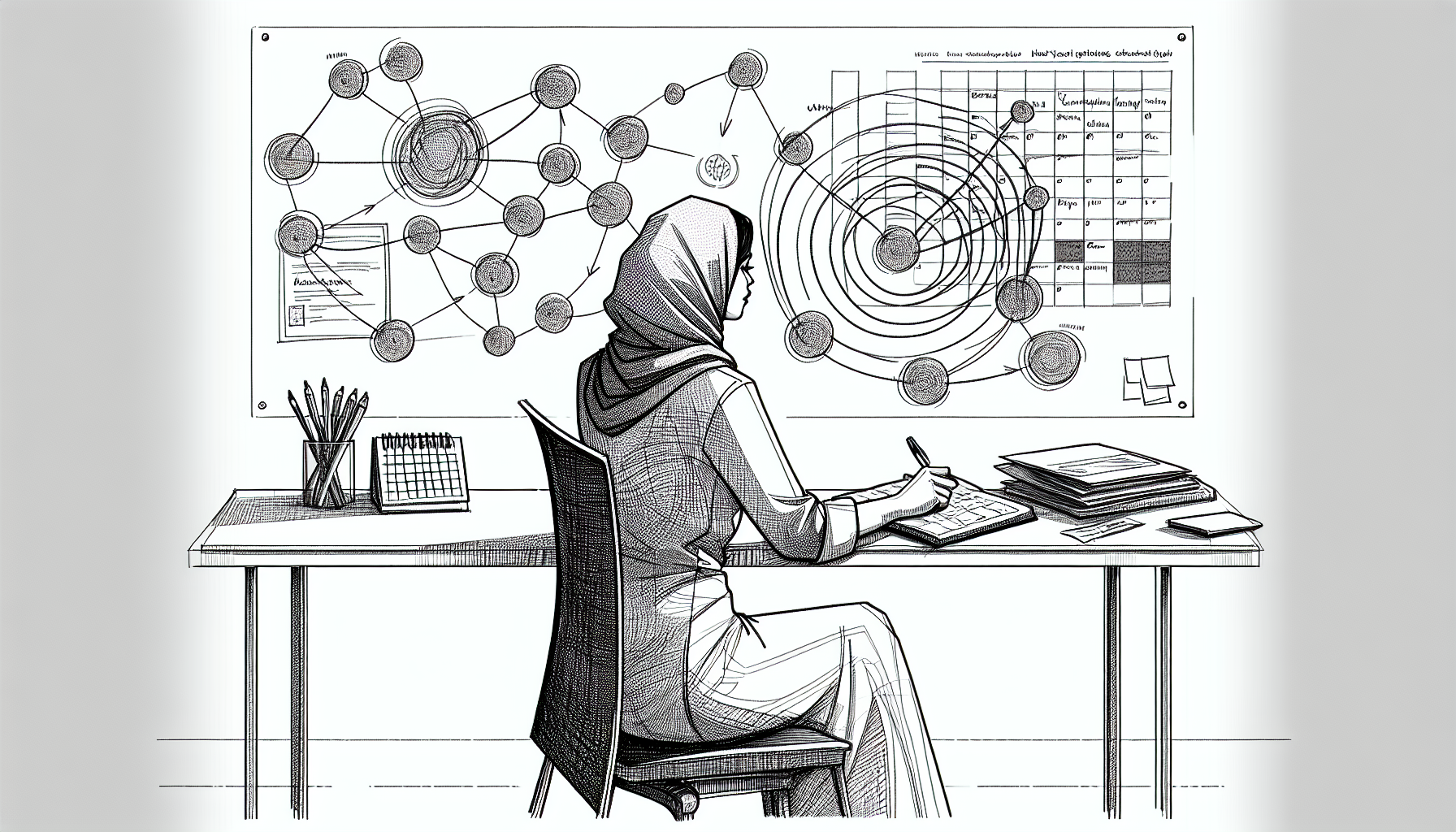 Pencil sketch illustration for: Client Acquisition for ABA Clinics: Referrals, Outreach, and Sustainable Growth: Common Mista