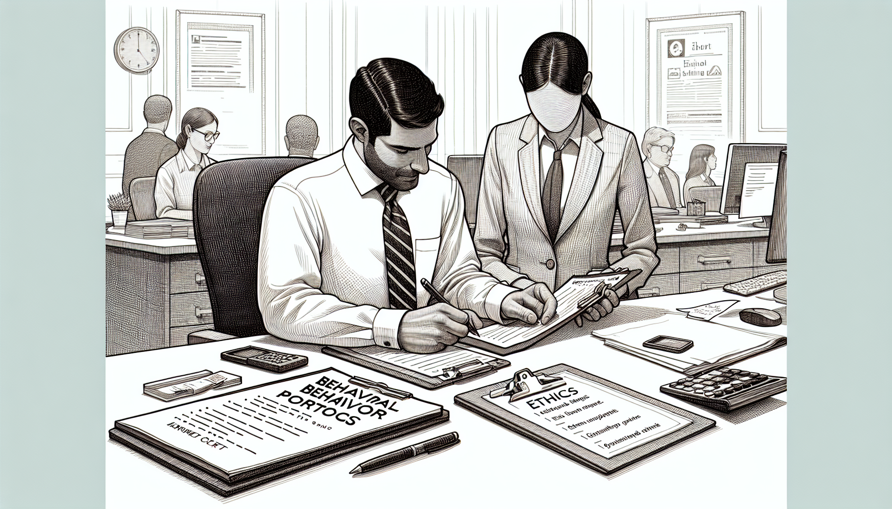 Pencil sketch illustration for: Onboarding & Training in ABA: The Complete System for RBTs and New BCBAs: Real-World Exa