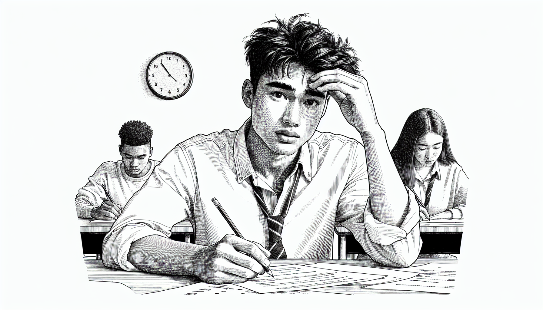 Pencil sketch illustration for: What Most People Get Wrong About Stress Management & Exam Mindset