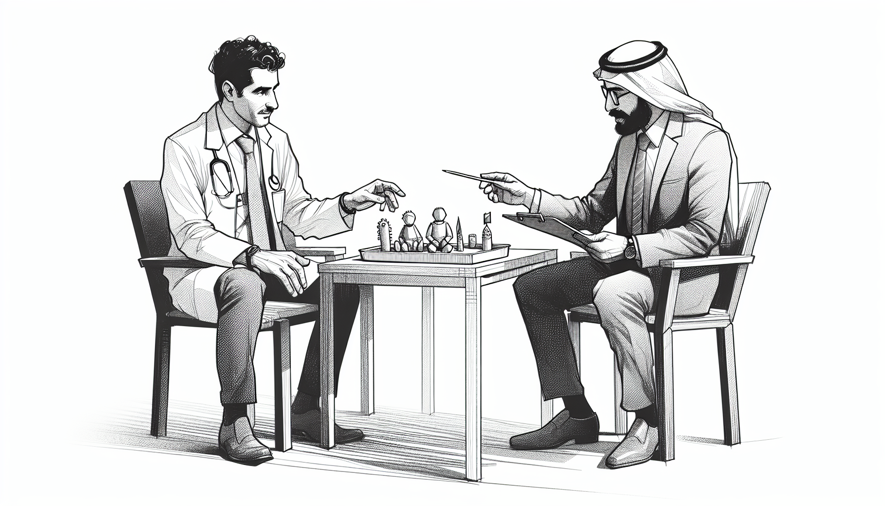 Pencil sketch illustration for: Using the teach-back method to improve staff implementation of naturalistic environmental tea