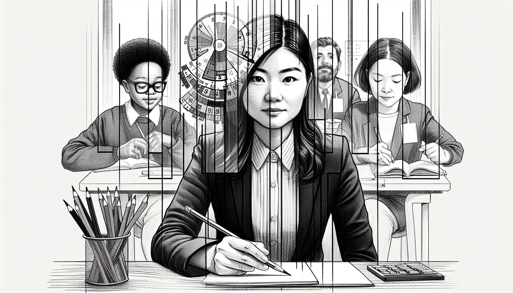 Pencil sketch illustration for: A.5. Identify and describe dimensions of applied behavior analysis.