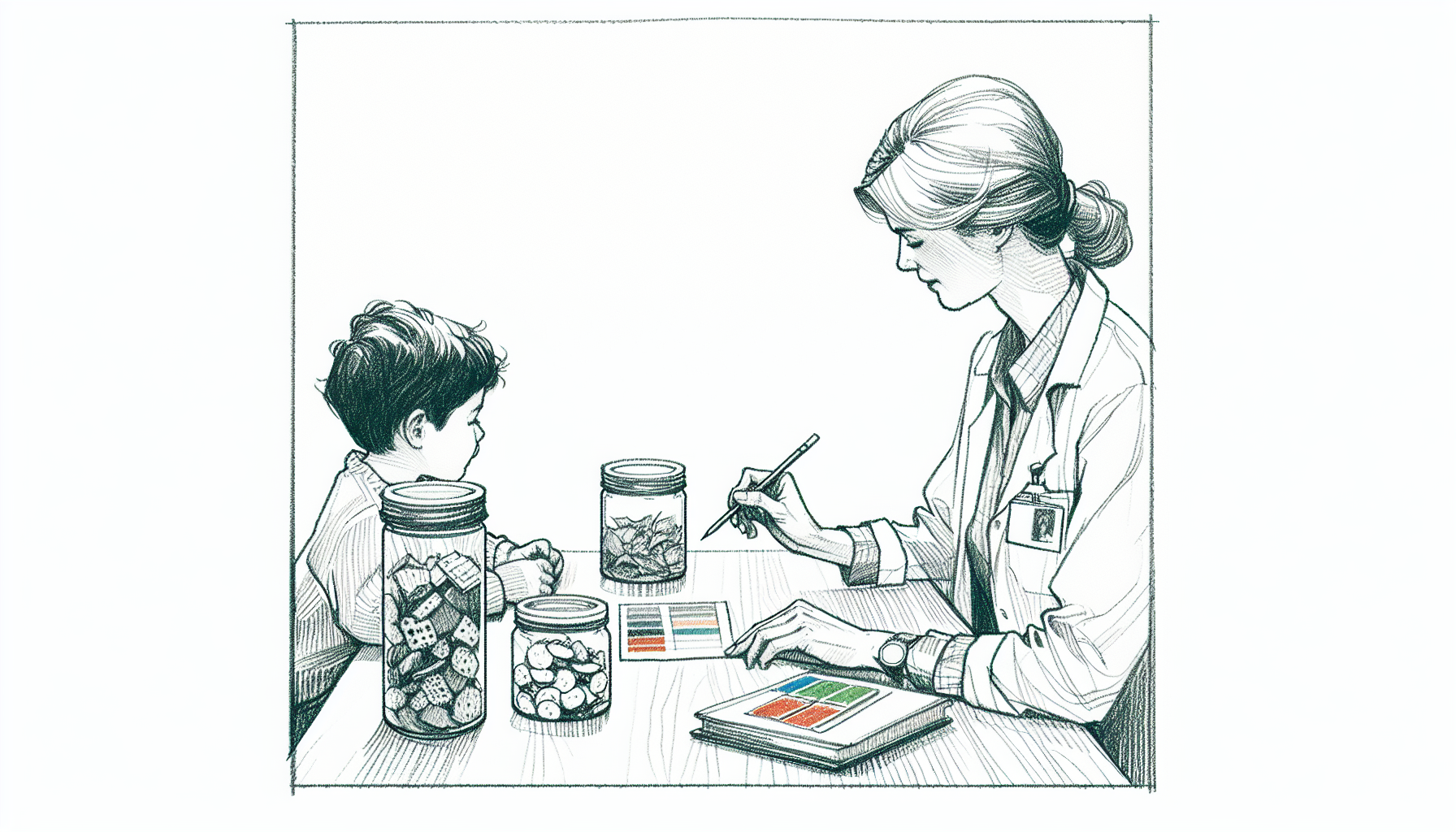 Pencil sketch illustration for: B.17. Distinguish between motivating operations and stimulus control.