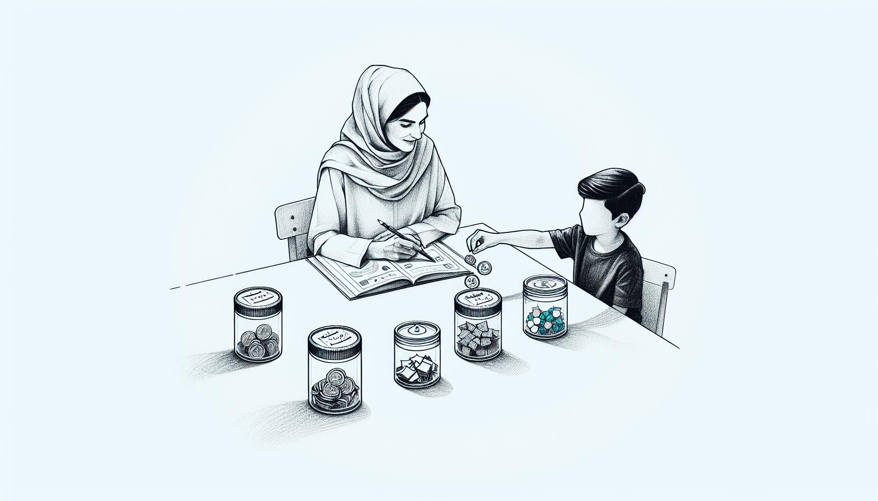 Pencil sketch illustration for: B.9. Identify and distinguish among simple schedules of reinforcement.