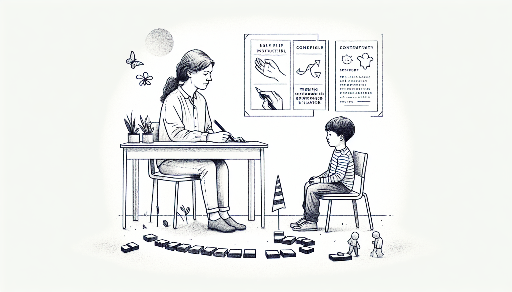 Pencil sketch illustration for: B.18. Identify and distinguish between rule-governed and contingency-shaped behavior.