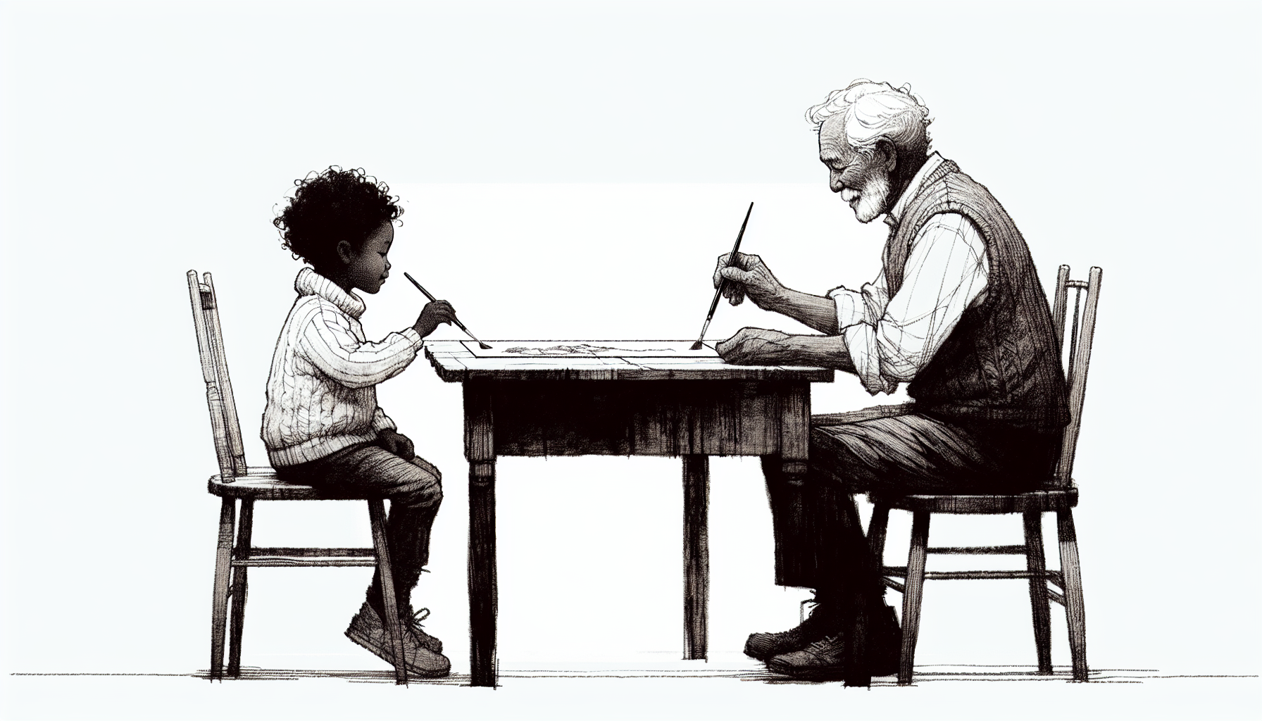 Pencil sketch illustration for: B.24. Identify and distinguish between imitation and observational learning.