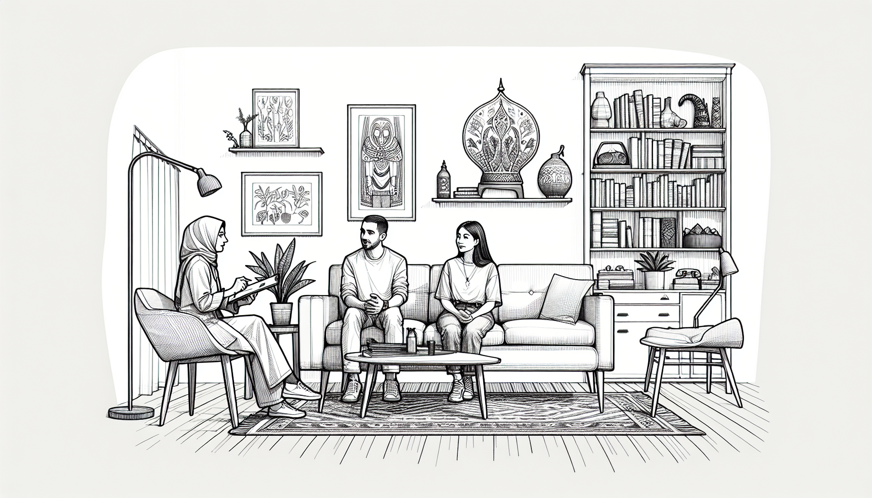 Pencil sketch illustration for: F.2. Identify and integrate relevant cultural variables in the assessment process.