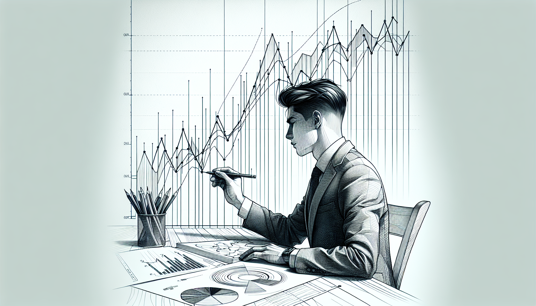 Pencil sketch illustration for: C.11. Interpret graphed data.
