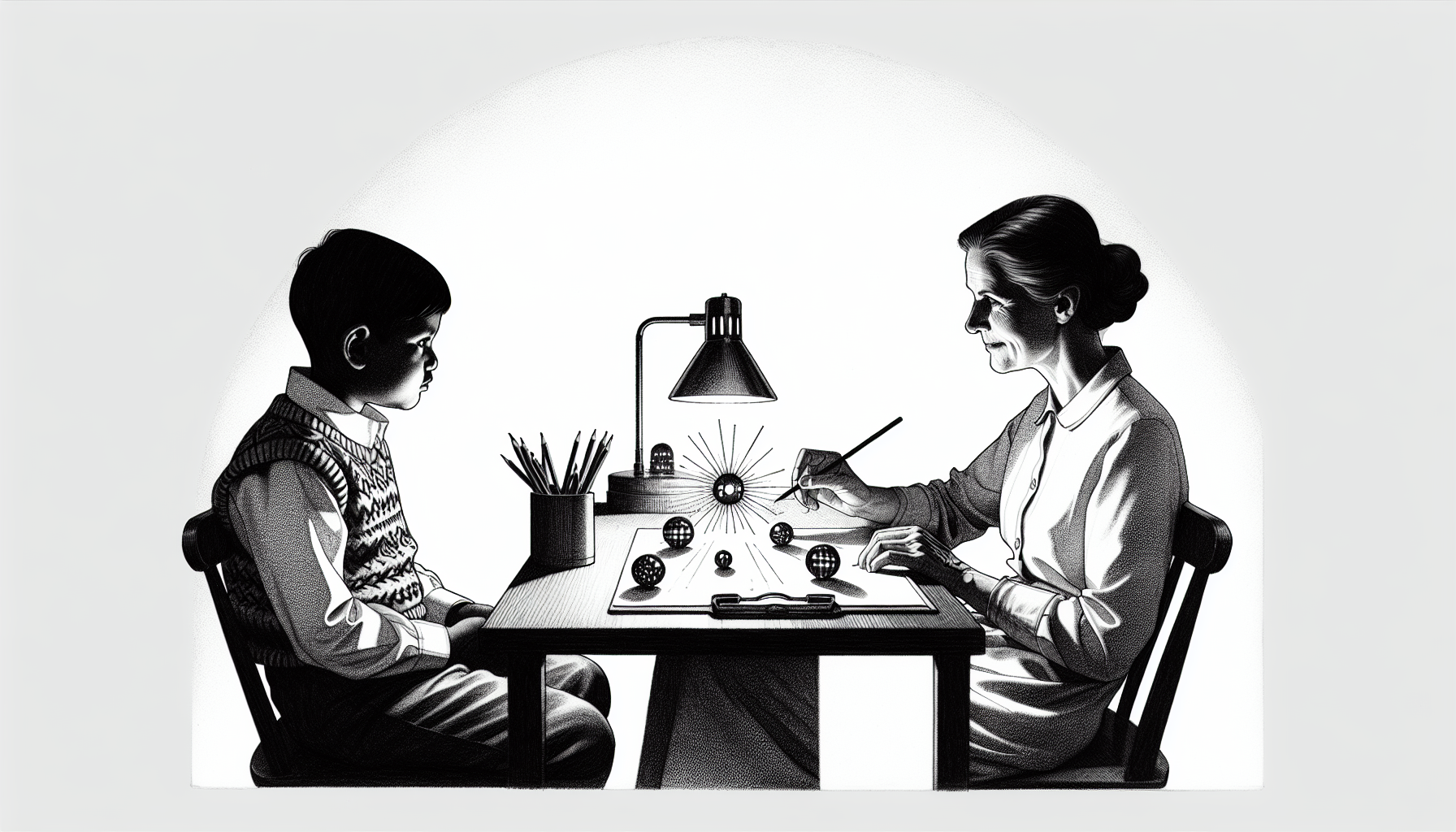 Pencil sketch illustration for: G.6. Design and evaluate procedures to produce simple and conditional discriminations.