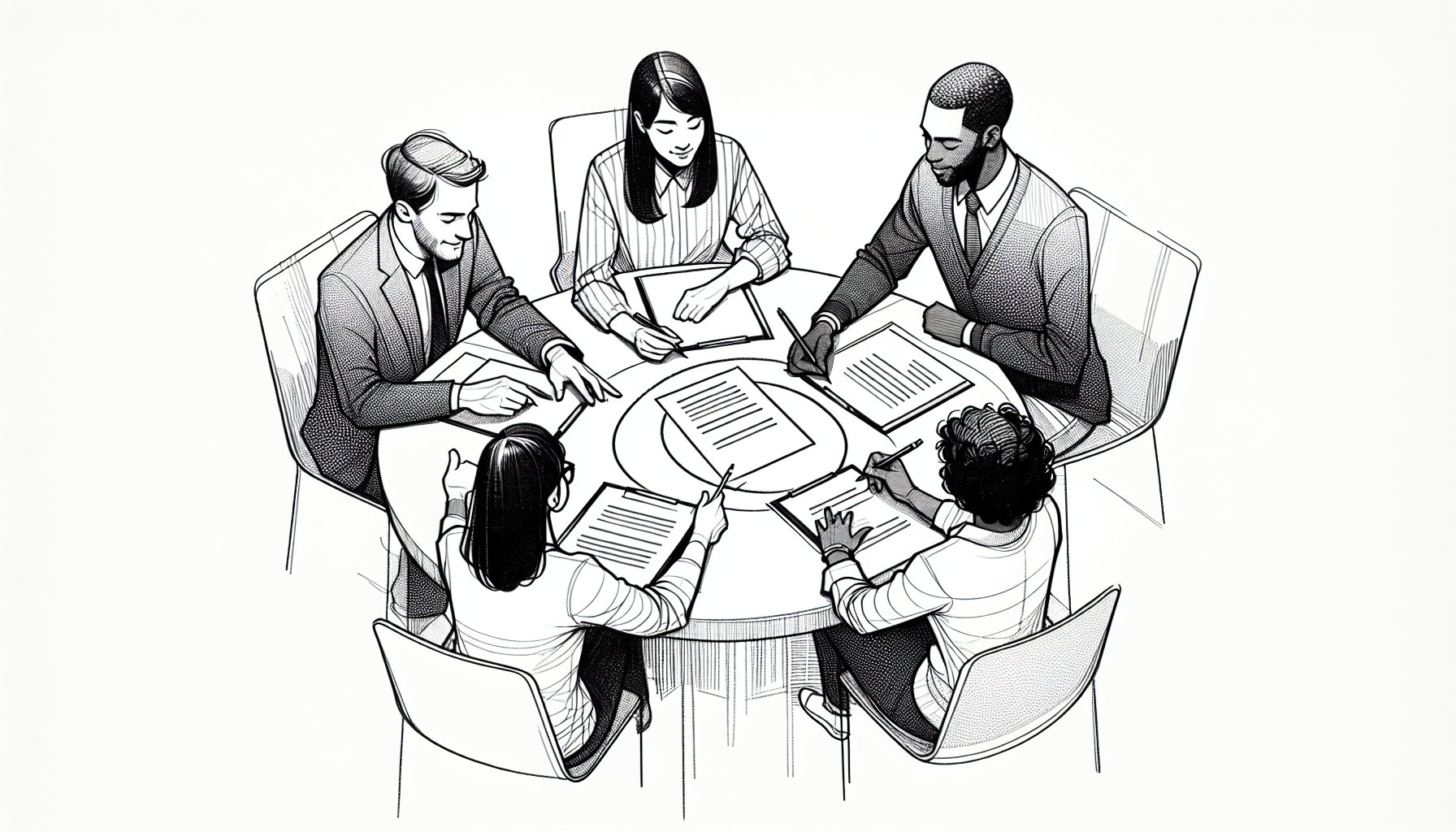 Pencil sketch illustration for: H.8. Collaborate with others to support and enhance client services.