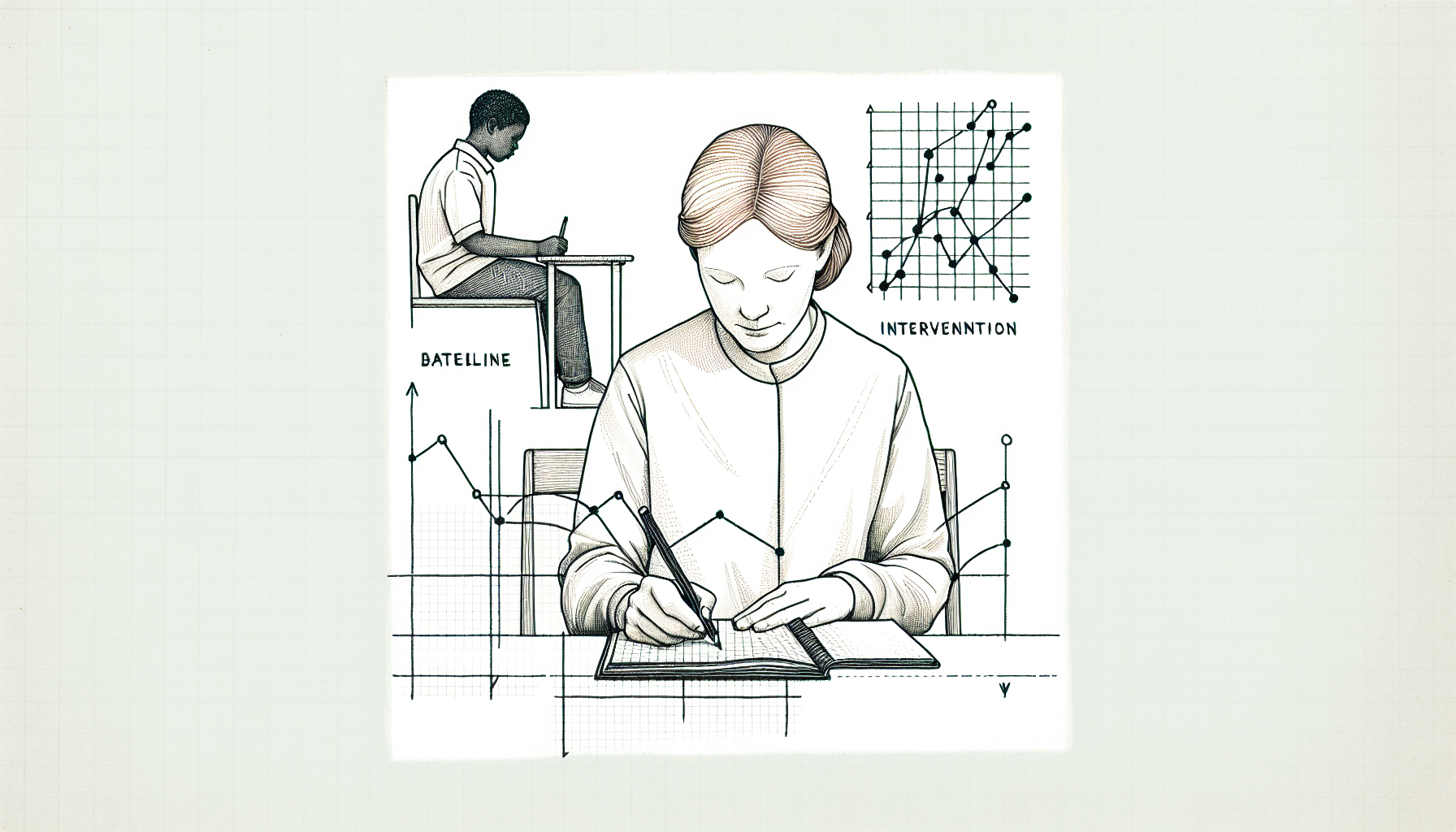 Pencil sketch illustration for: D.9. Apply single-case experimental designs.