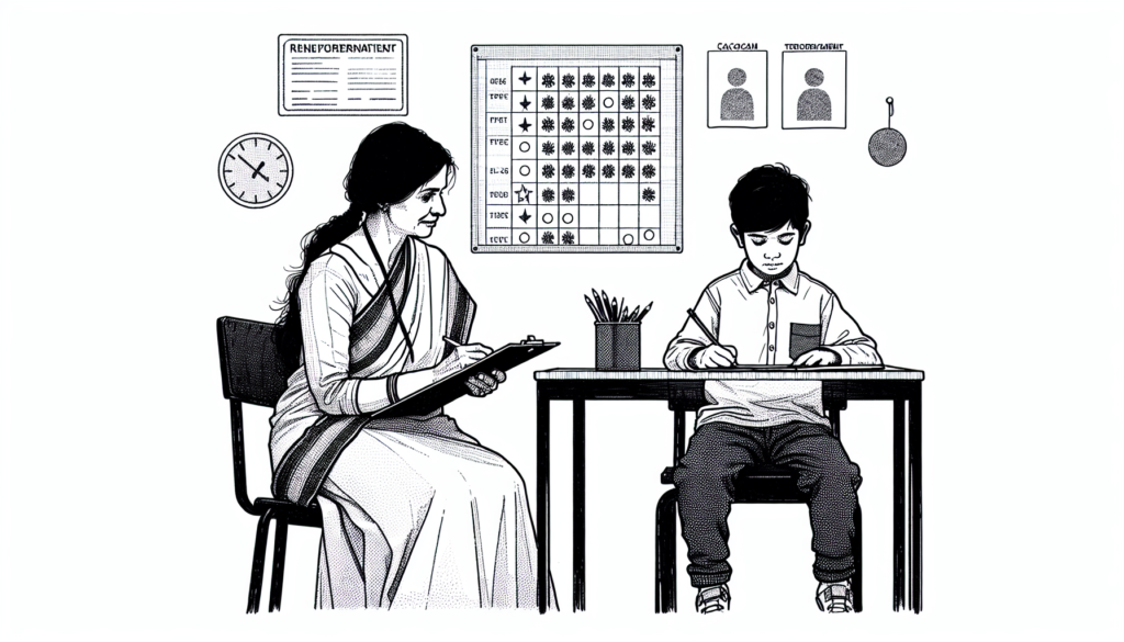Pencil sketch illustration for: G.2. Design and evaluate differential reinforcement procedures with and without extinction.