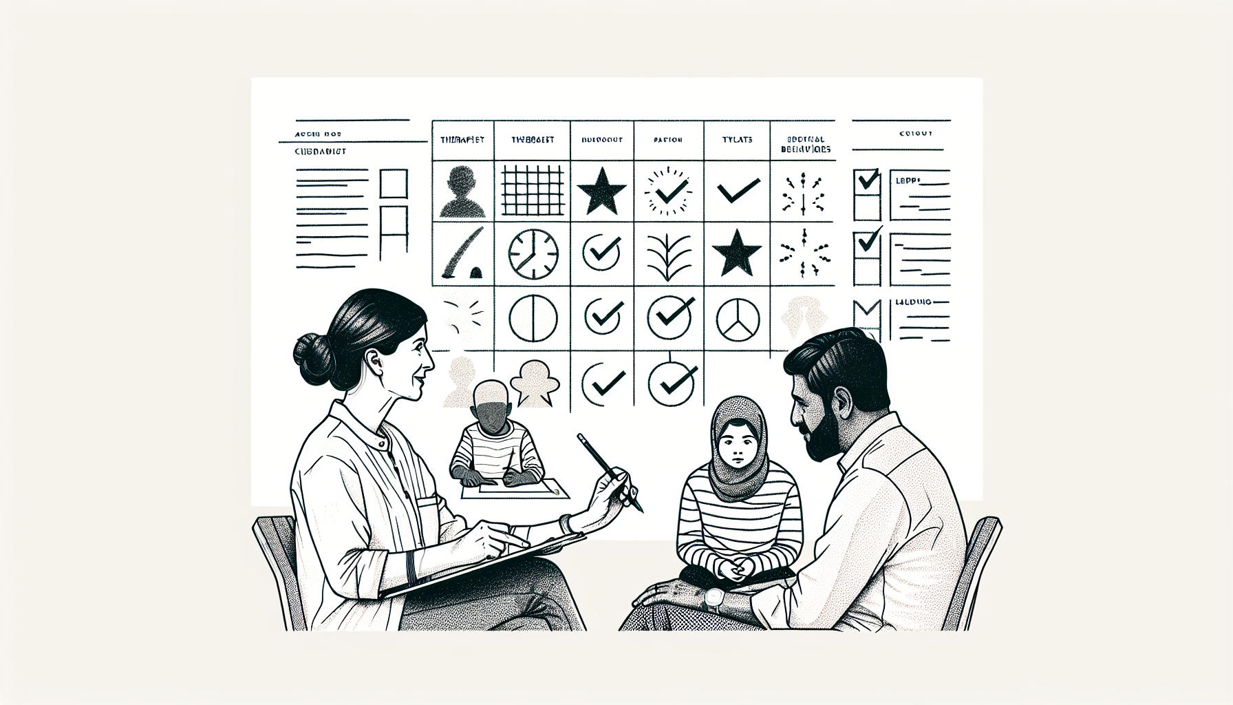 Pencil sketch illustration for: H.1. Develop intervention goals in observable and measurable terms.