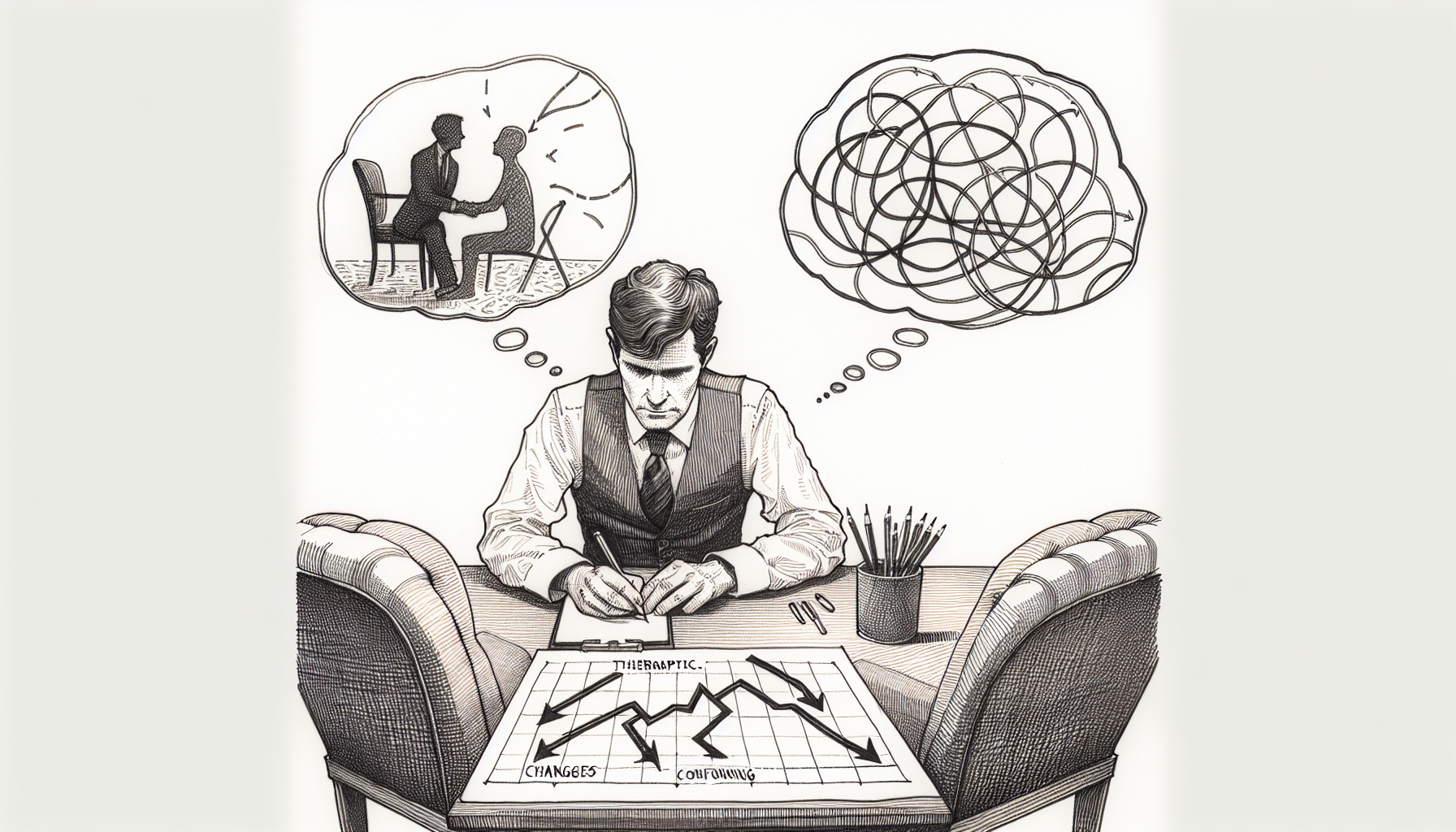 Pencil sketch illustration for: D.3. Identify threats to internal validity (e.g., history, maturation).