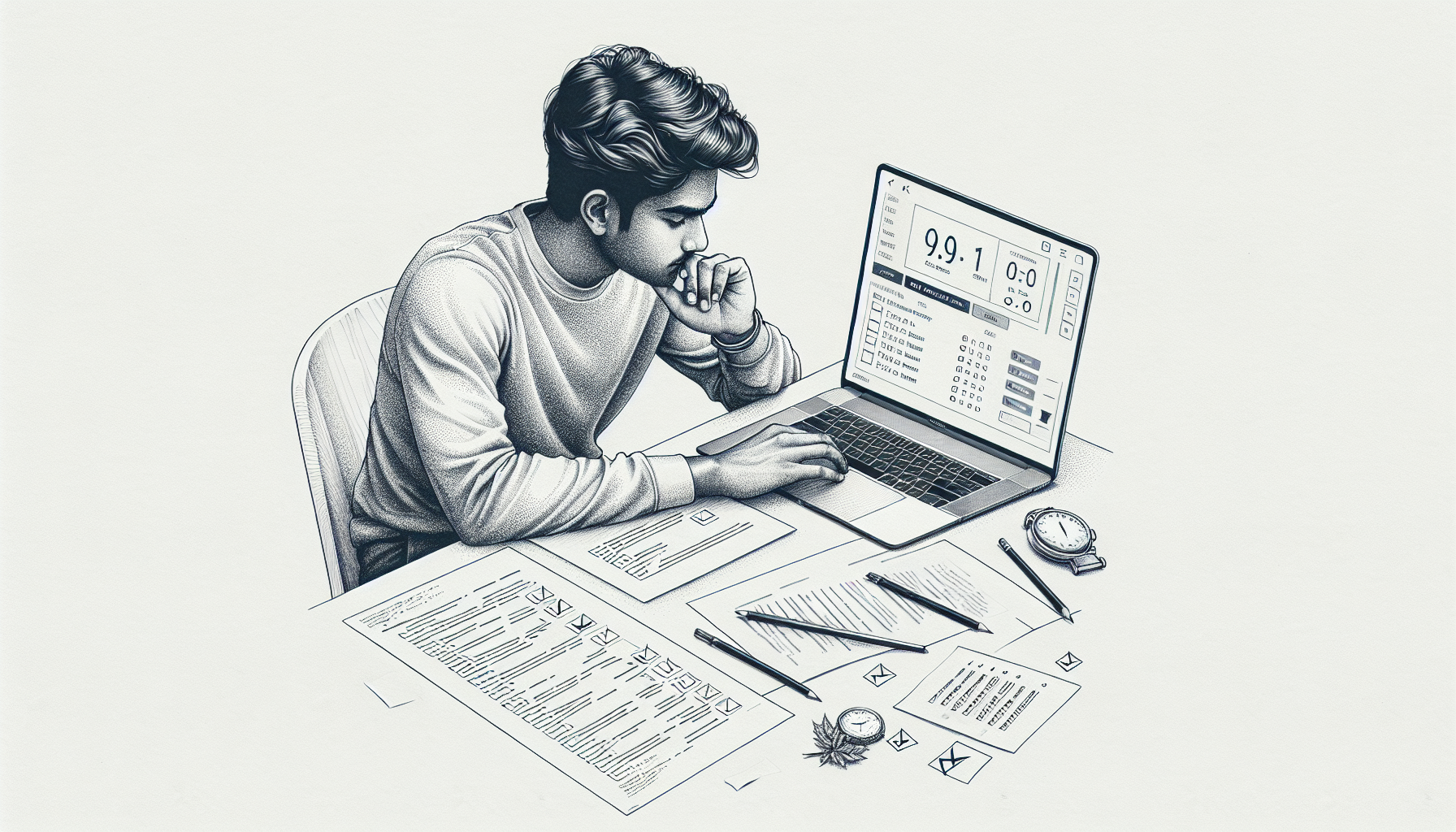 Pencil sketch illustration for: What Most People Get Wrong About Mock Exam Practice