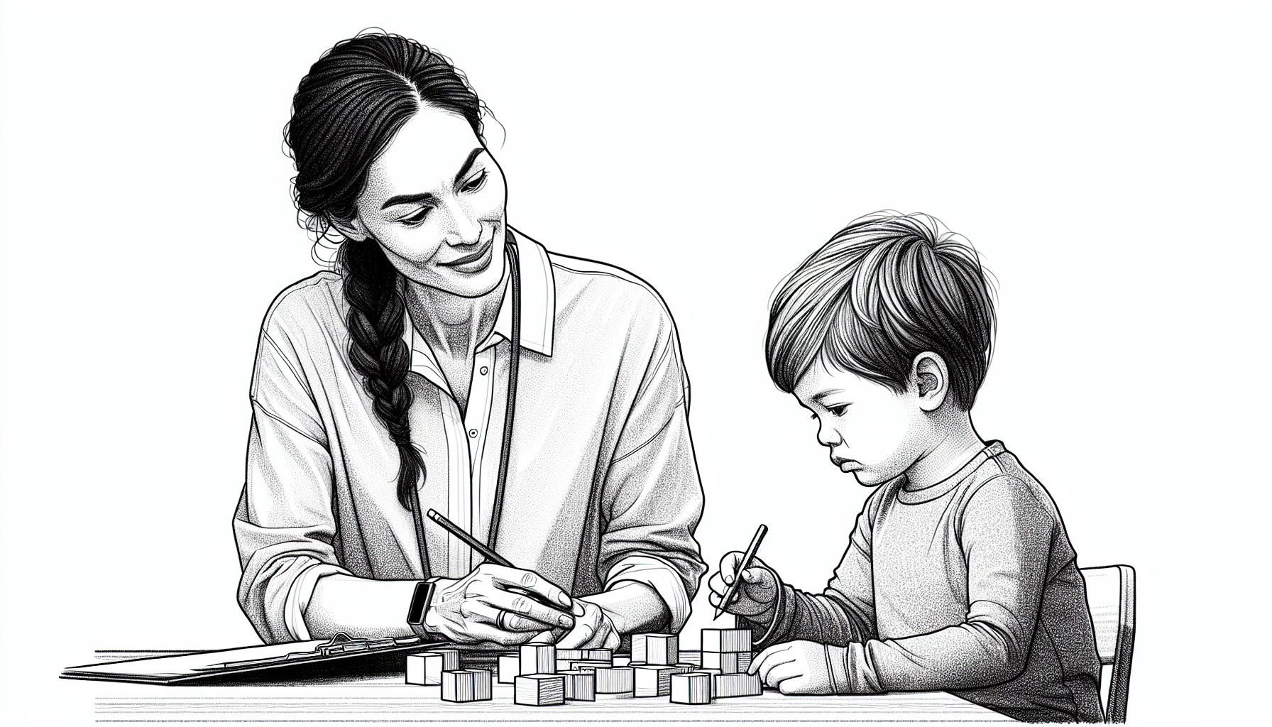 Pencil sketch illustration for: The effects of reinforcing tacting on the recall of children with autism