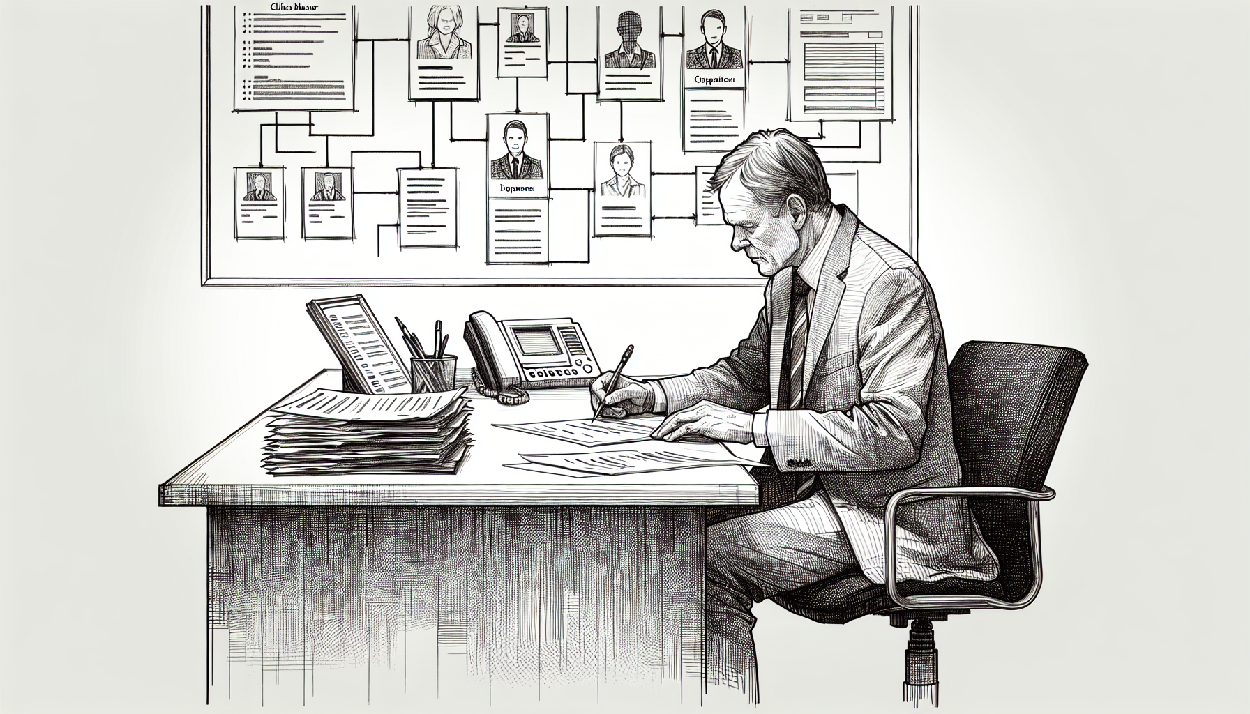 Pencil sketch illustration for: Recruiting BCBAs & RBTs: A Step-by-Step Hiring System for ABA Clinics: Common Mistakes a