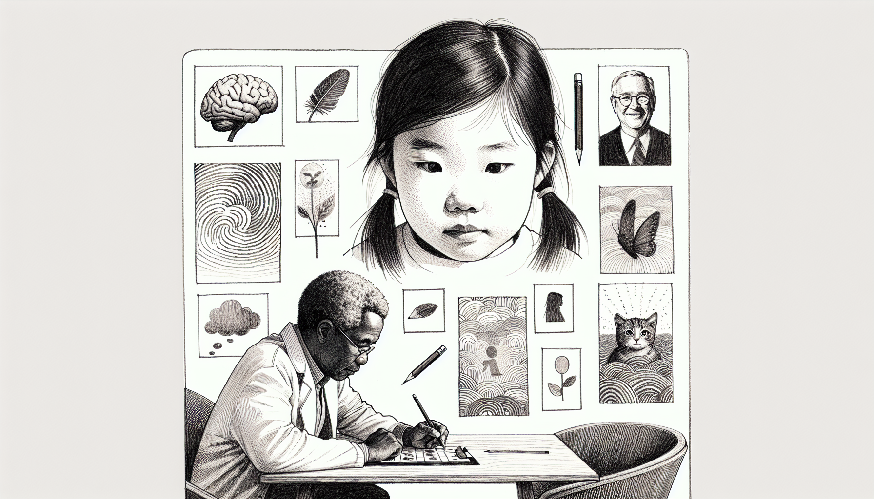 Pencil sketch illustration for: Correspondence between vocal-verbal behavior and go/no-go responses during the successive mat