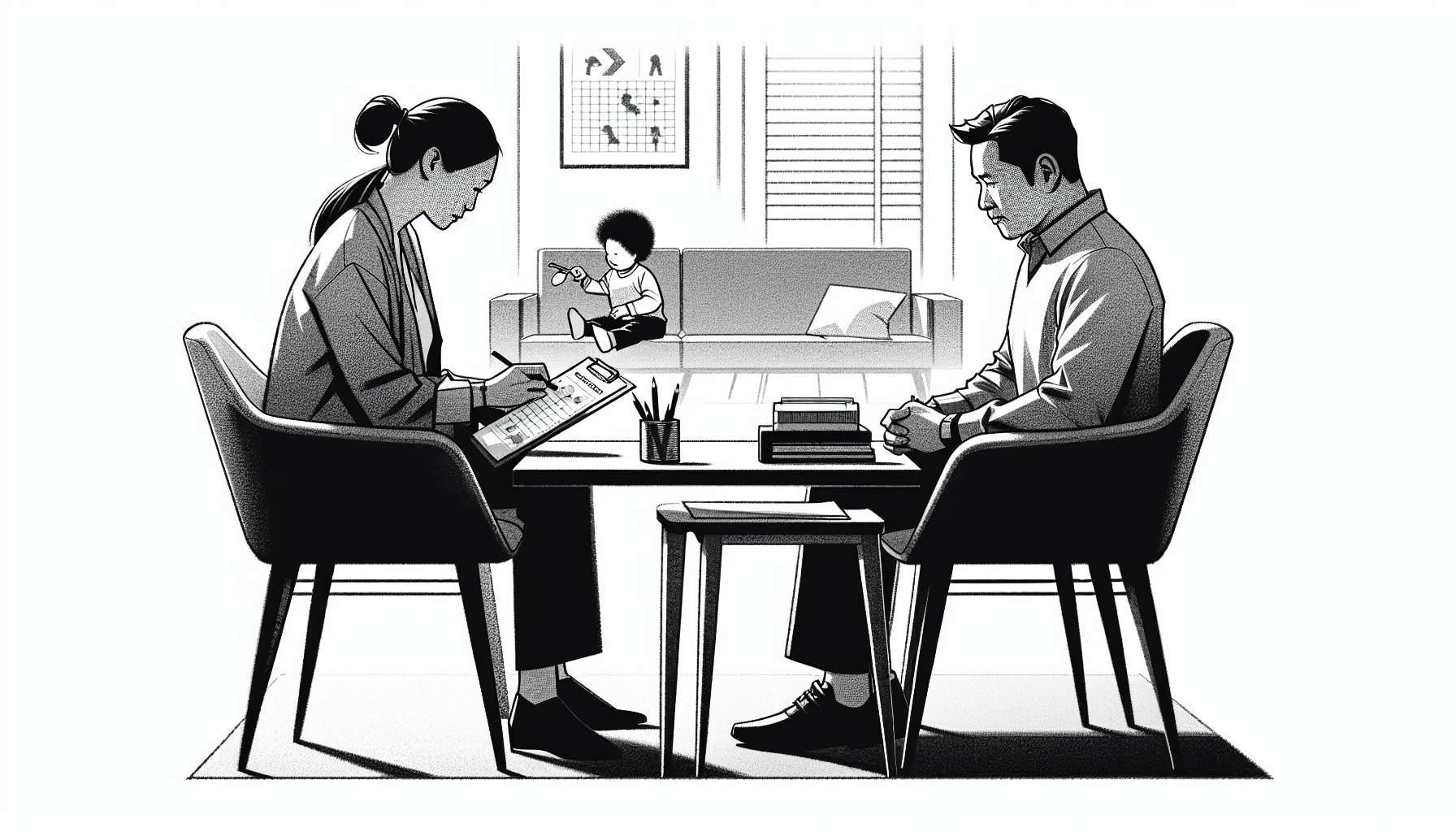 Pencil sketch illustration for: Caregiver Collaboration in ABA: Buy-In, Training, and Real-World Follow-Through: Tools, Templ