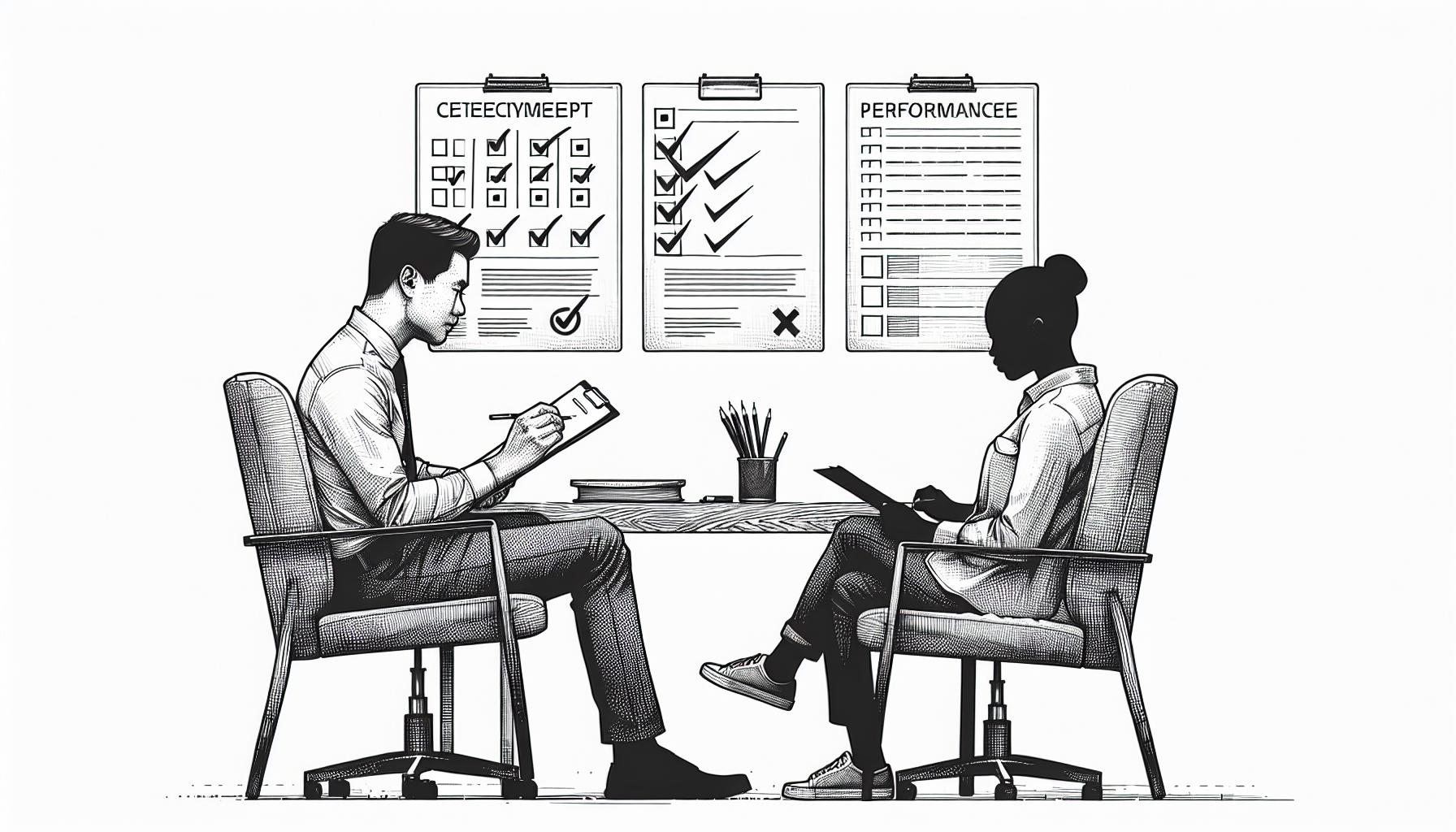 Pencil sketch illustration for: Effects of correct versus incorrect response feedback on work performance