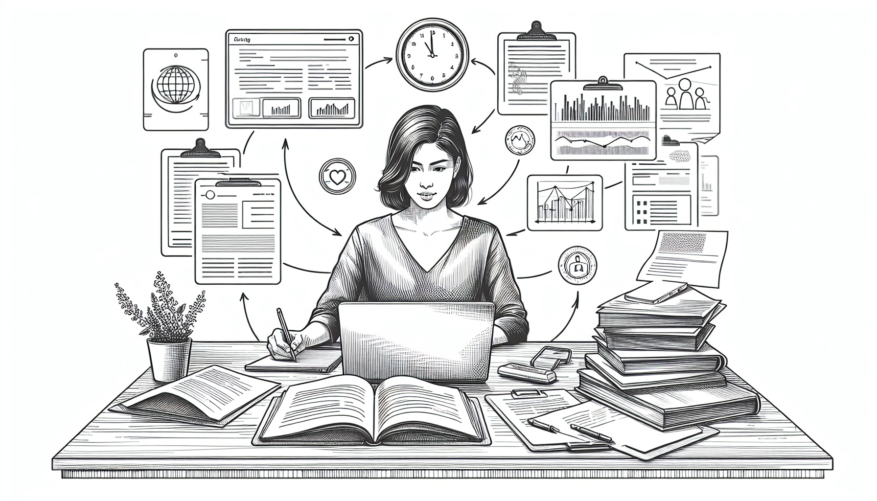 Pencil sketch illustration for: AI & Automation for BCBAs: Real Workflows That Save Hours Each Week: Tools, Templates, a