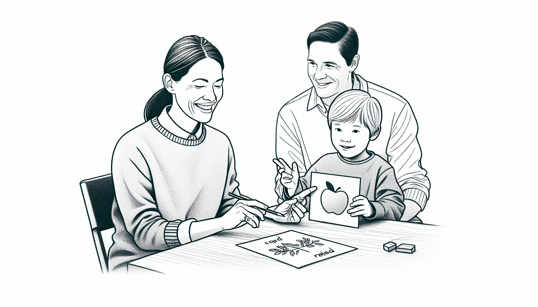 Pencil sketch illustration for: Acquisition of secondary targets during tact and intraverbal instruction with instructive fee