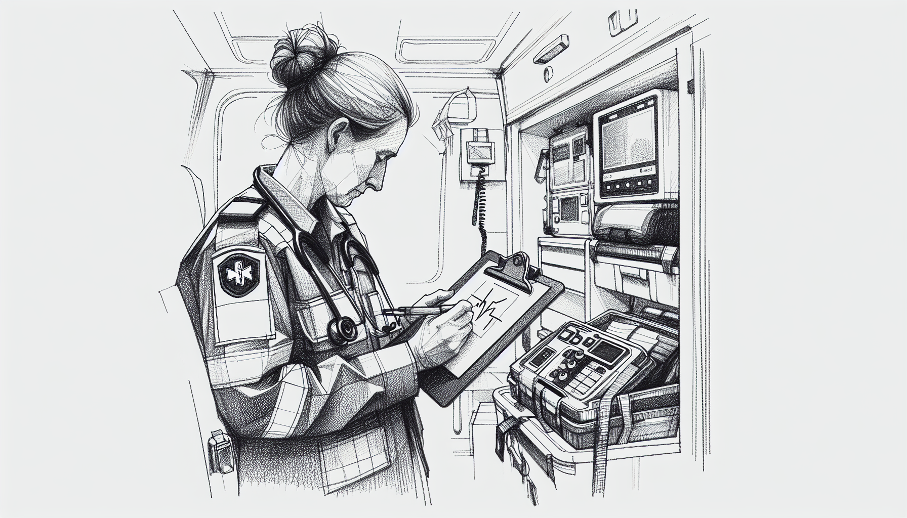 Pencil sketch illustration for: Behavior-based safety with paramedics