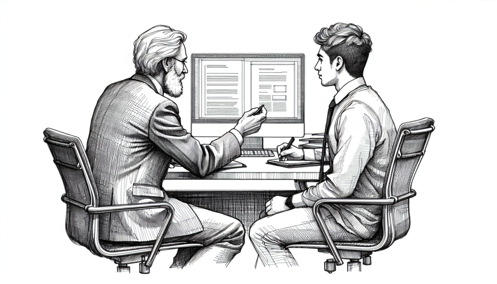 Pencil sketch illustration for: Mentorship-Based Onboarding: Pairing New Hires with Experienced Staff for Faster Ramp-Up