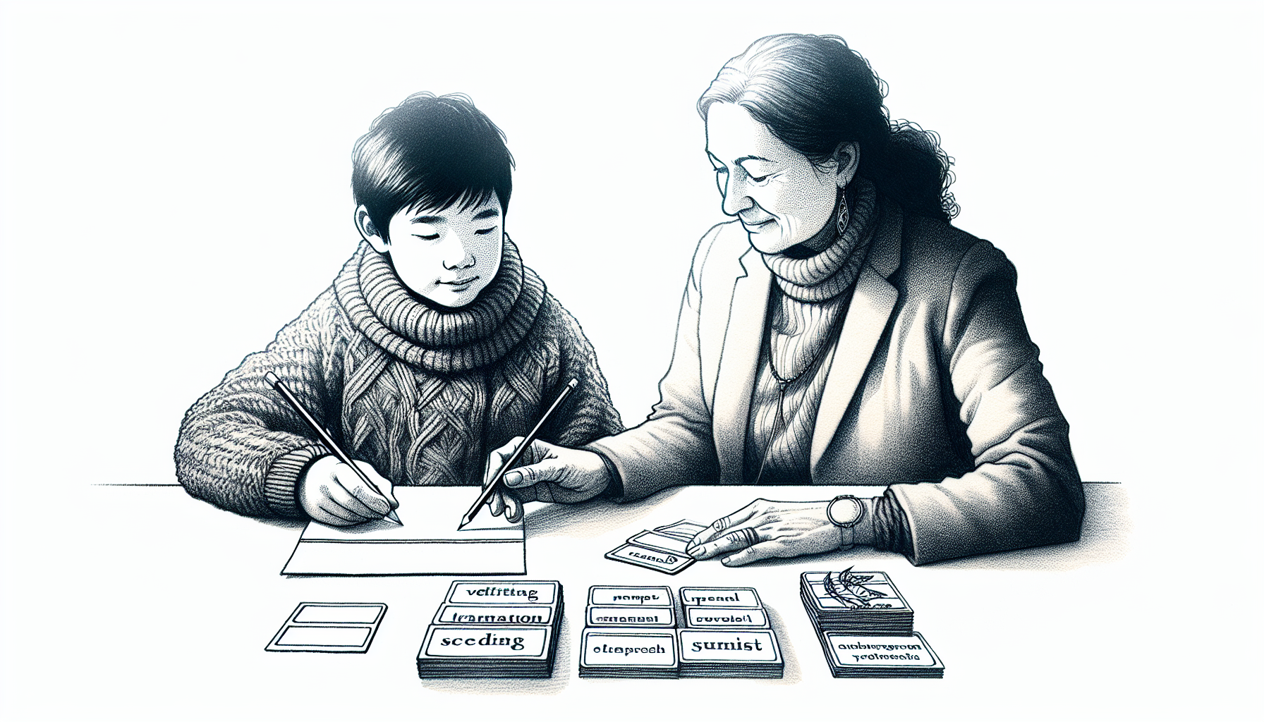 Pencil sketch illustration for: The use of partial textual stimuli within an interactive task for increasing reports of past